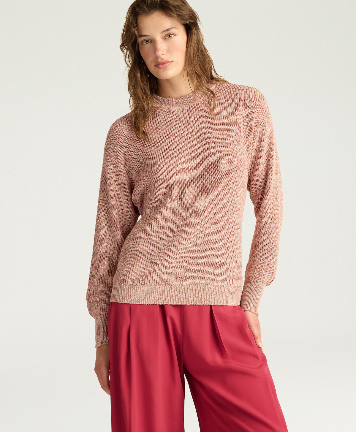 WINDSOR SWEATER IN LUREX VISCOSE - PINK - Momonì