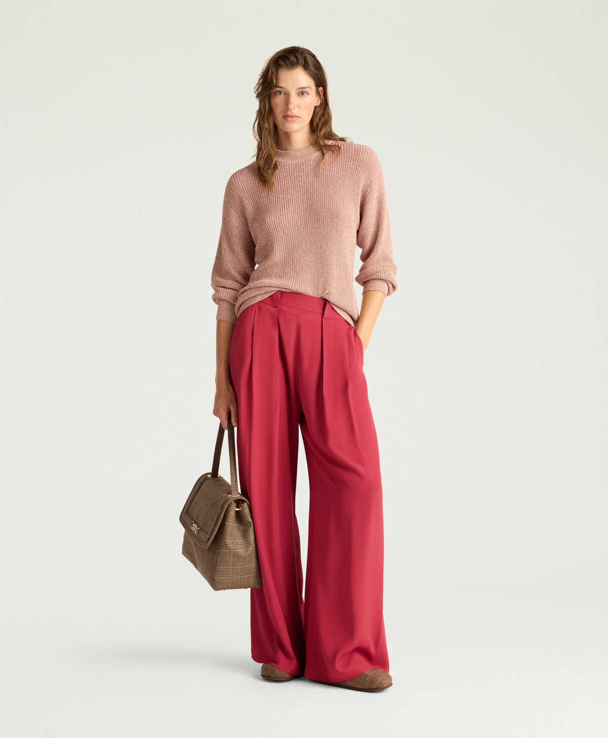 WINDSOR SWEATER IN LUREX VISCOSE - PINK - Momonì