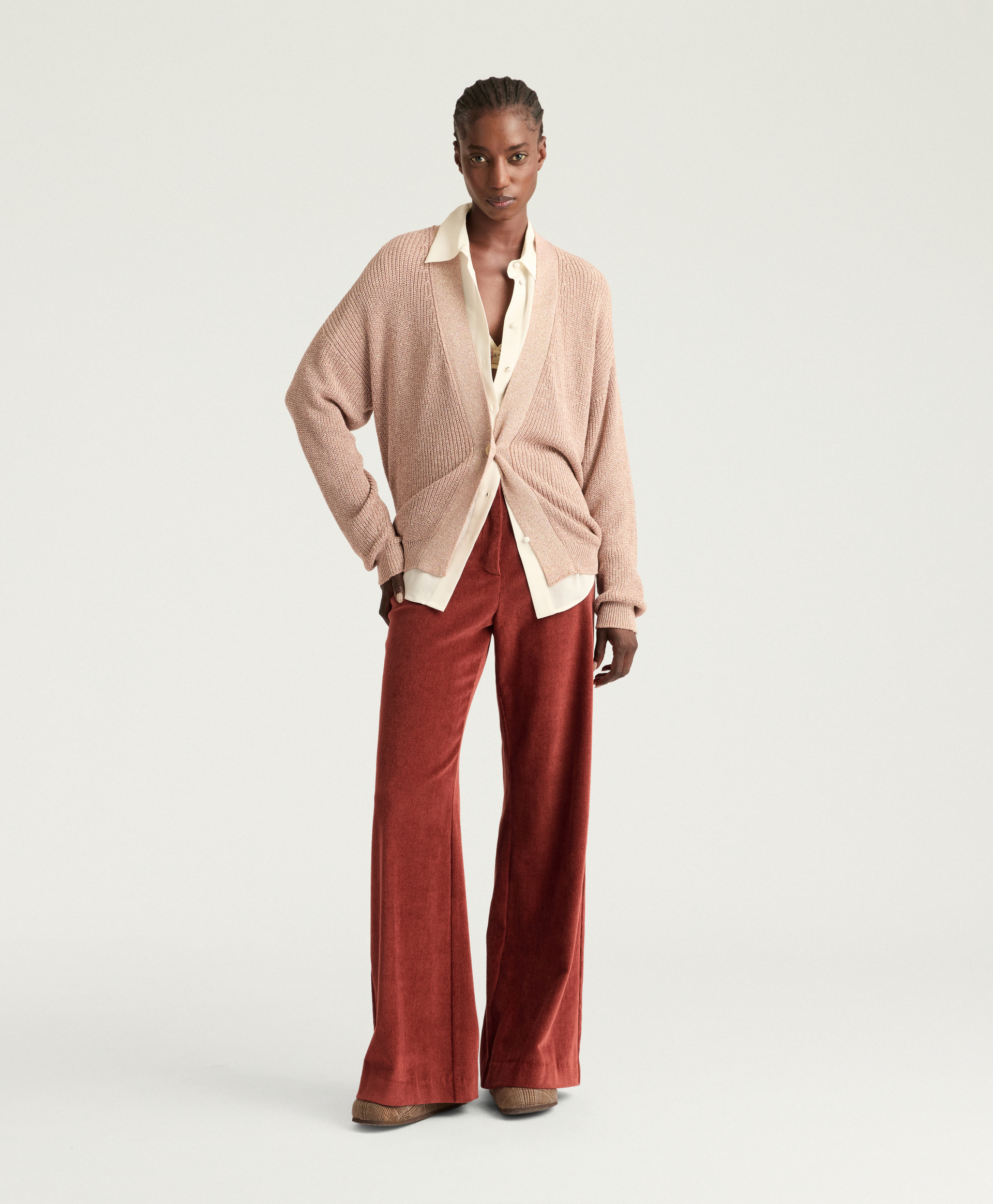 ANTONY CARDIGAN IN LUREX VISCOSE - PINK - Momonì