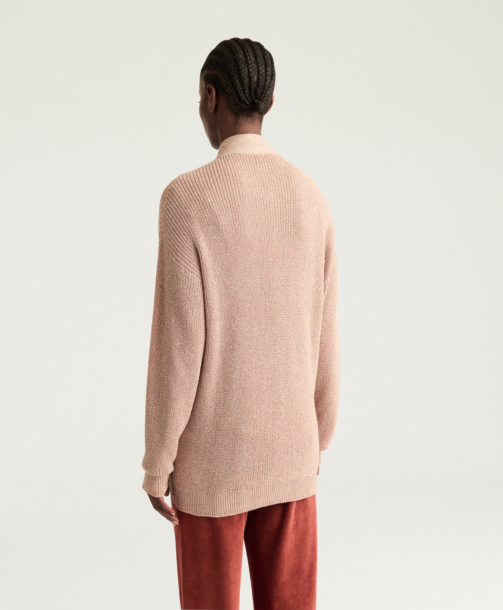ANTONY CARDIGAN IN LUREX VISCOSE - PINK - Momonì