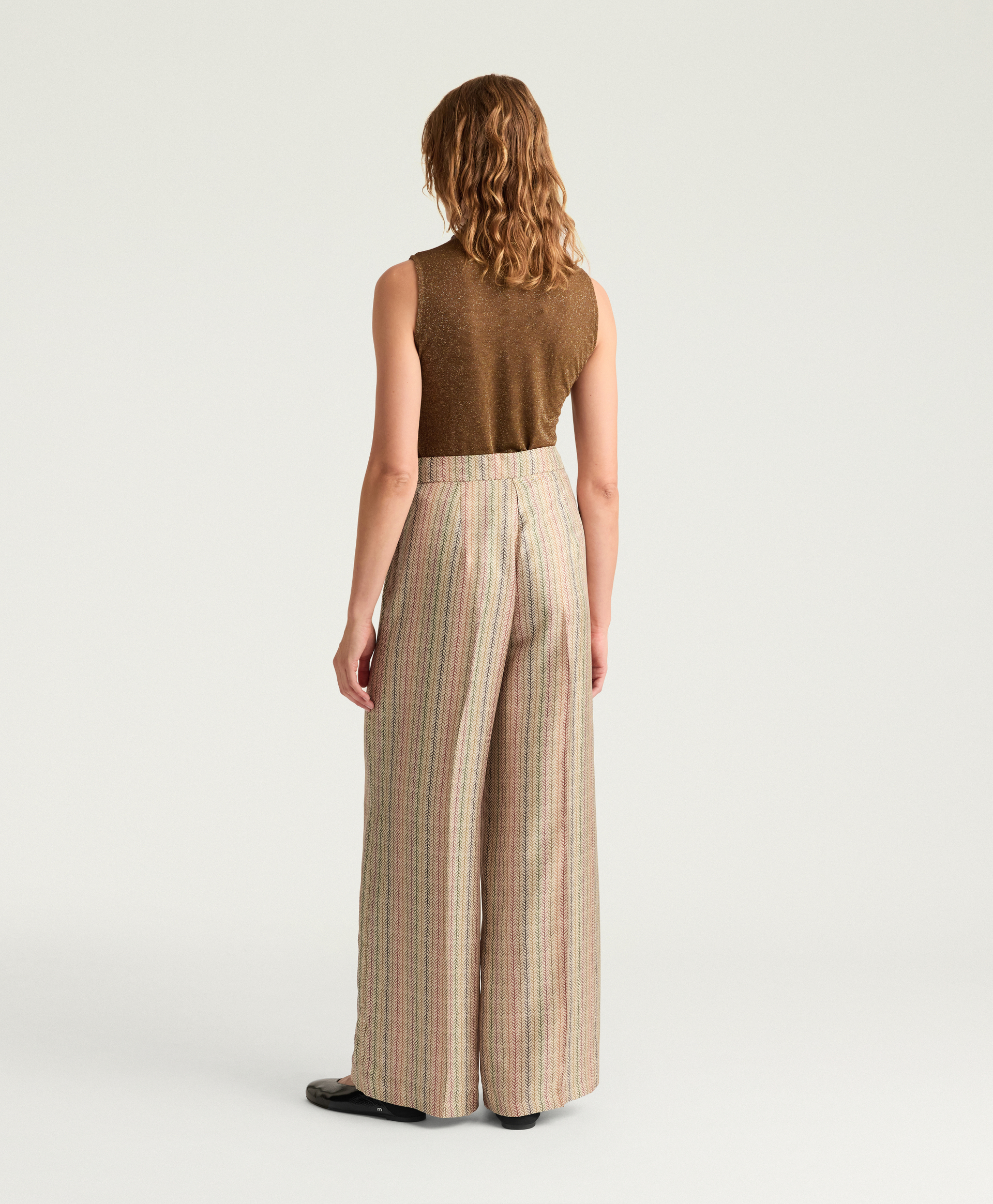 COCOS PANTS IN PRINTED SILK TWILL - BEIGE MULTICOLOR - Momonì