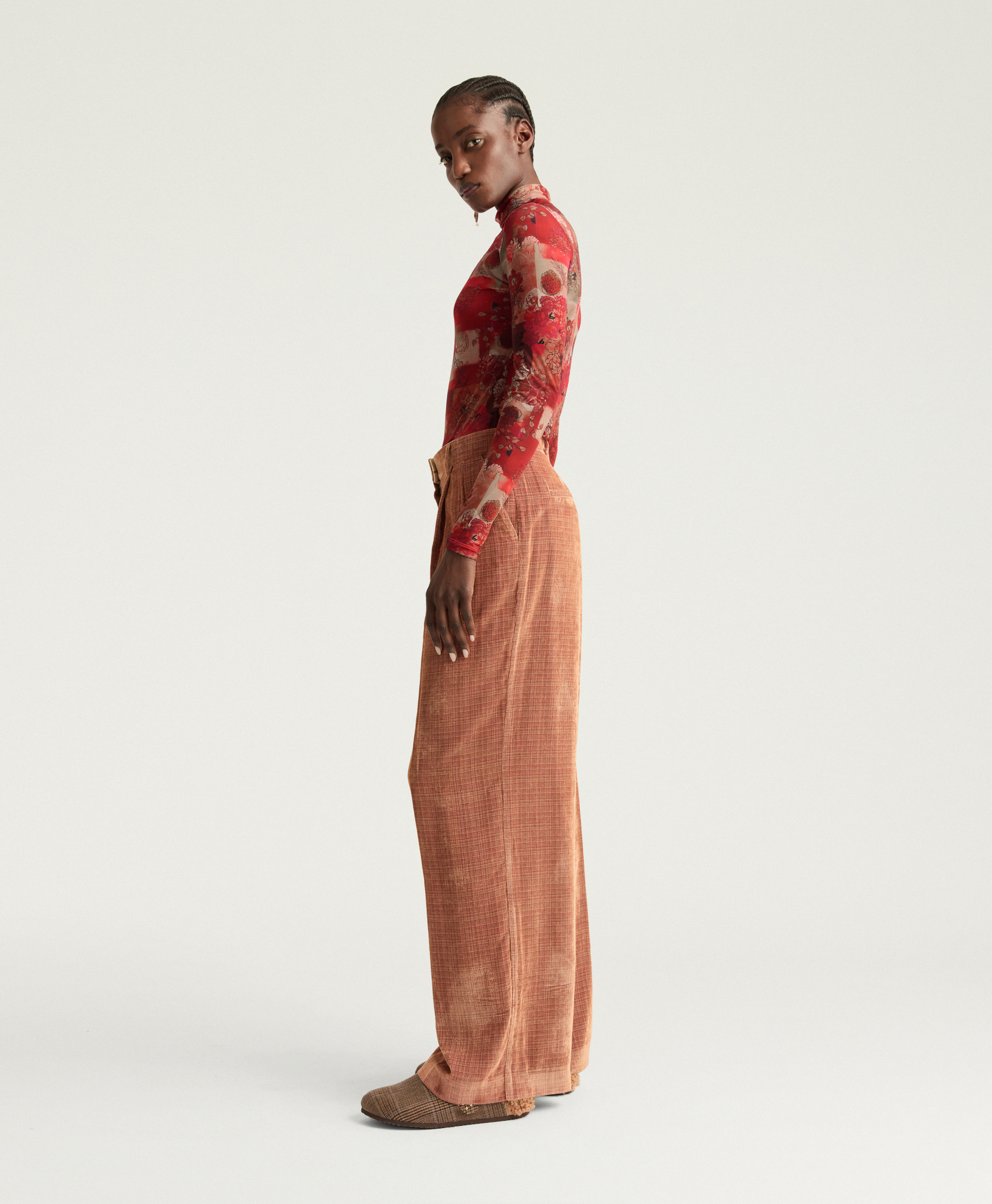 KYOTO PANTS IN PATTERNED NEEDLECORD - PINK - Momonì