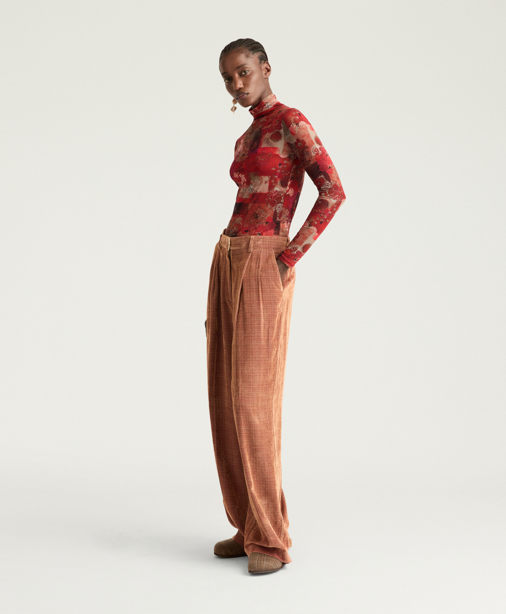 KYOTO PANTS IN PATTERNED NEEDLECORD - PINK - Momonì