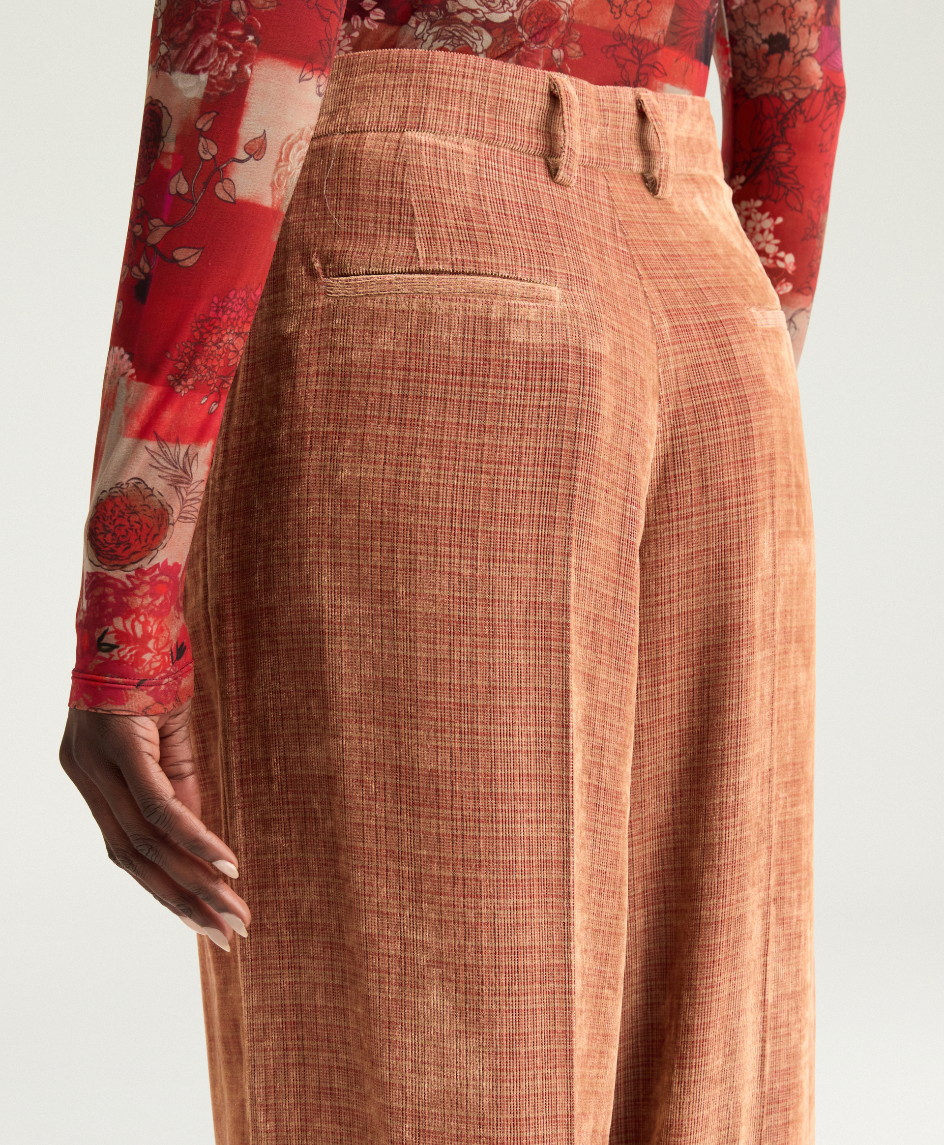 KYOTO PANTS IN PATTERNED NEEDLECORD - PINK - Momonì