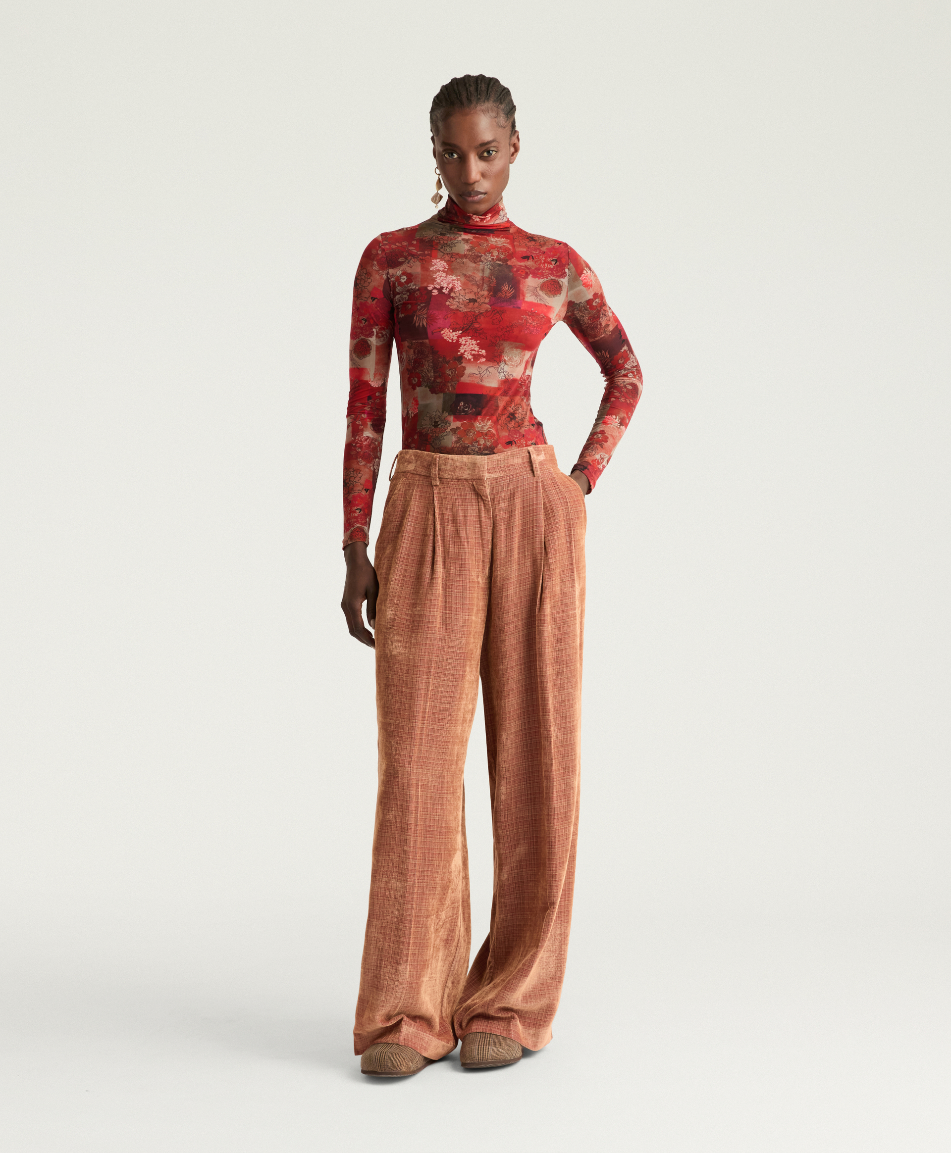 KYOTO PANTS IN PATTERNED NEEDLECORD - PINK - Momonì
