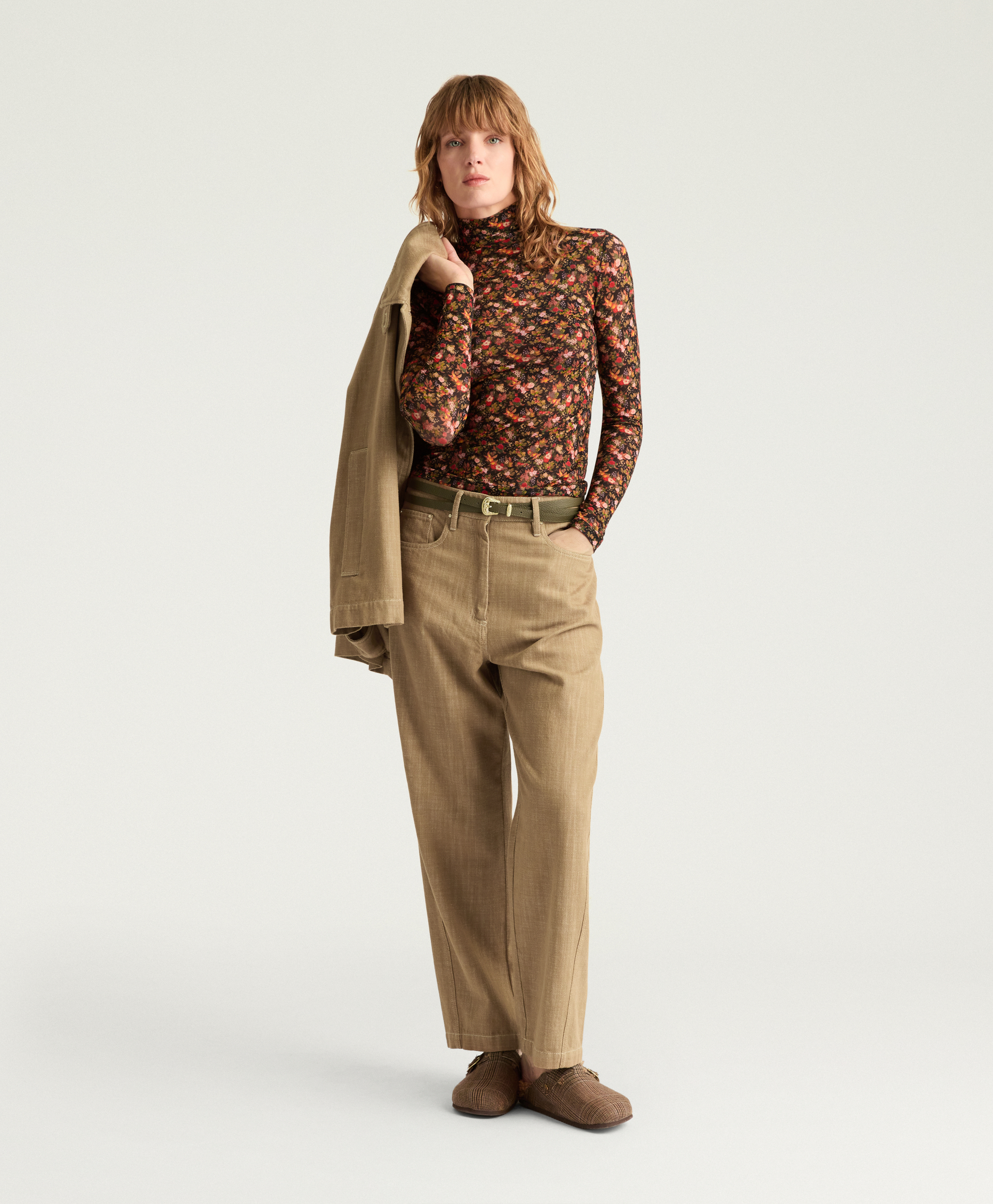 IVO PANTS IN YARN DYED DENIM - ALMOND - Clothing - Momonì