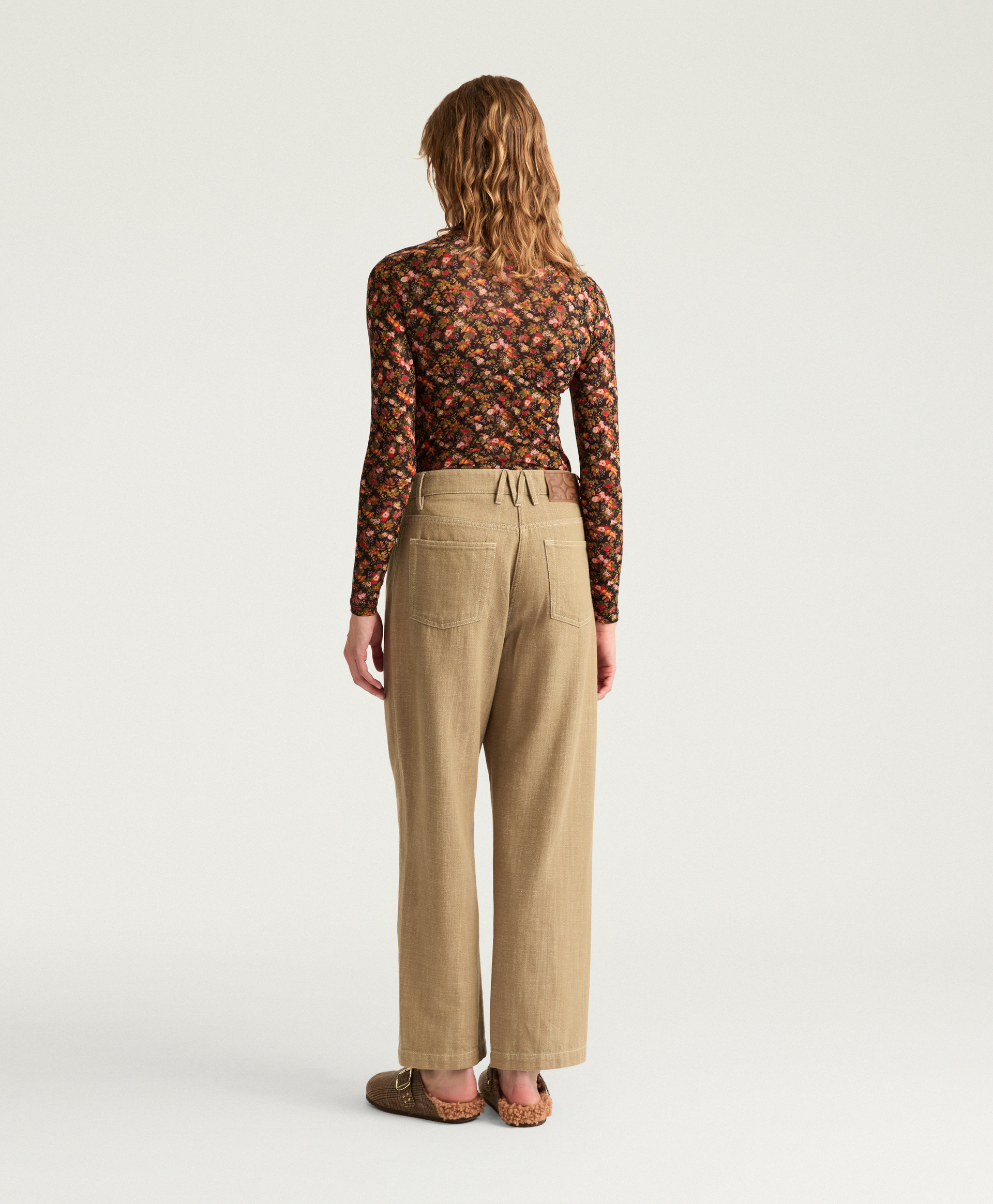 PANTALON IVO EN DENIM TEINT EN FIL - AMANDE - Momonì
