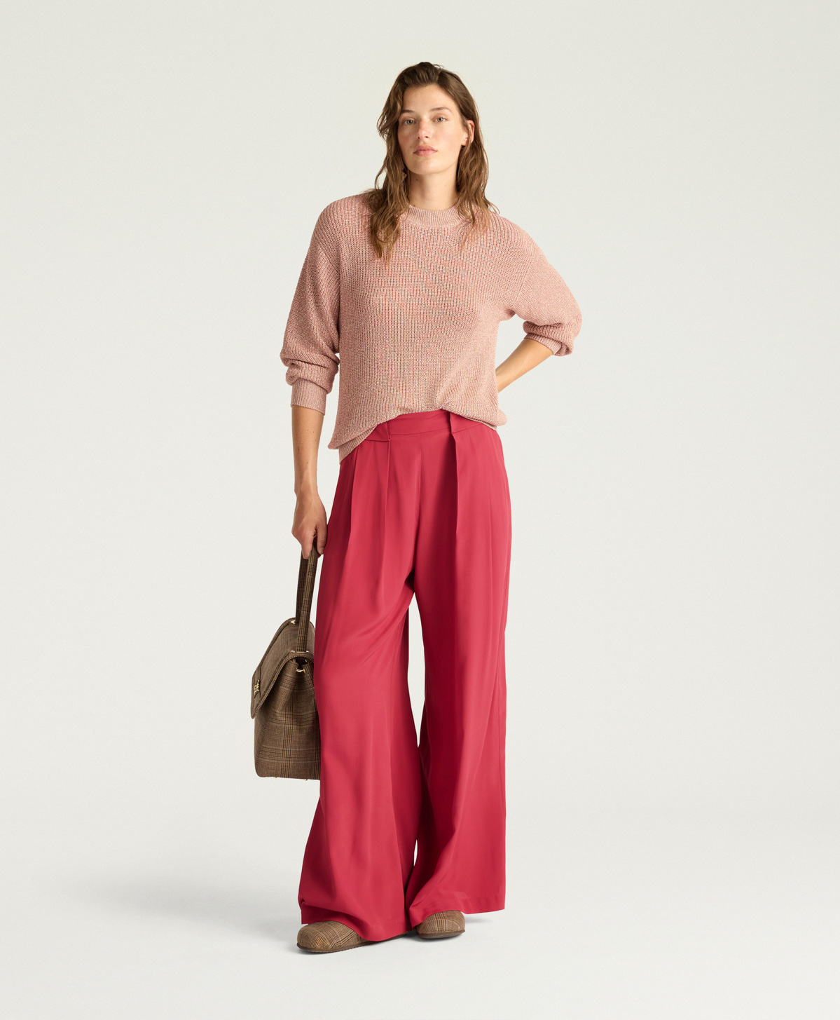 PANTALON ASPEN EN ACÉTATE/SOIE UNIE - RUBIS - Clothing - Momonì