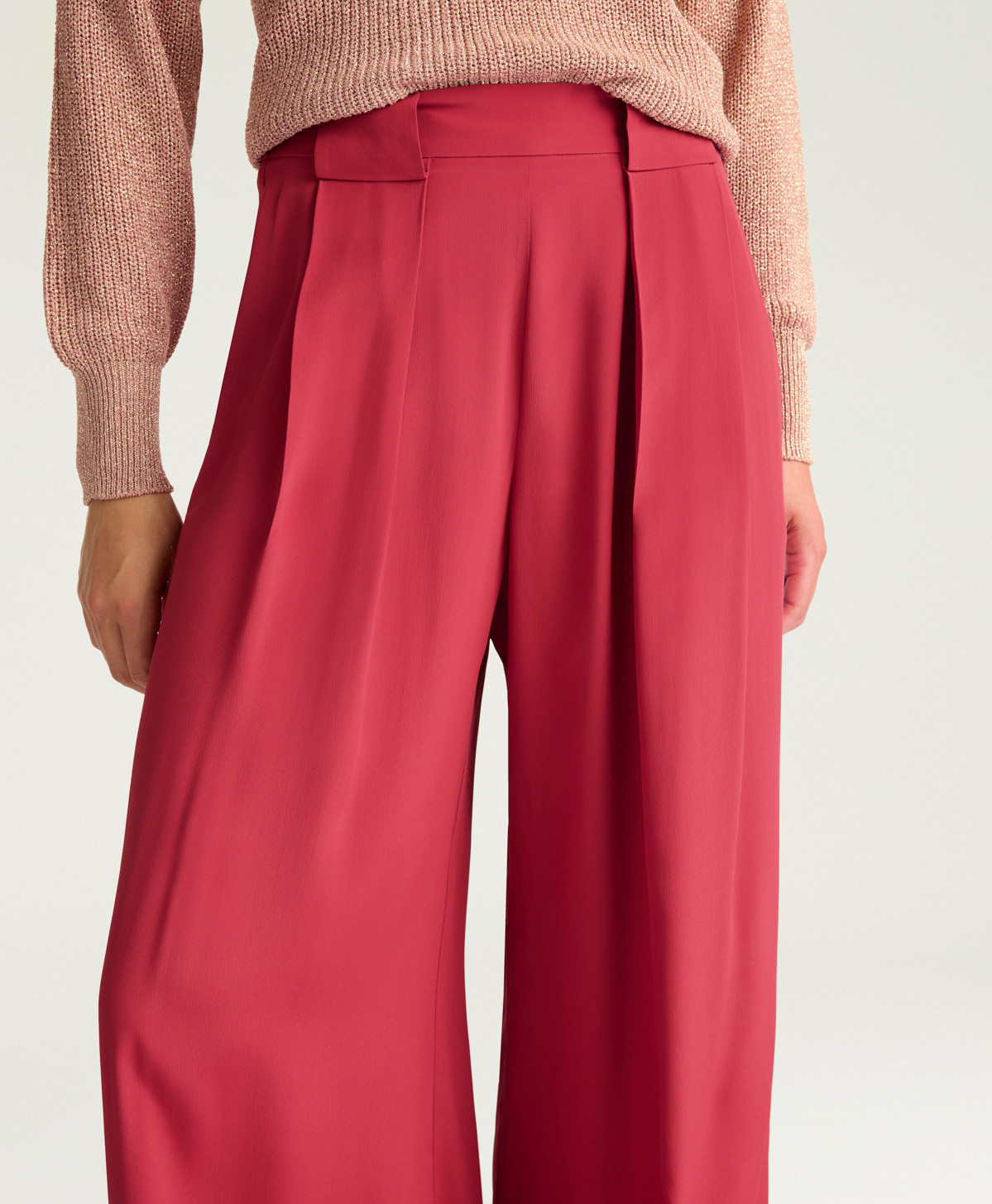 PANTALONI ASPEN IN ACETATO/SETA UNITO - RUBINO - Momonì