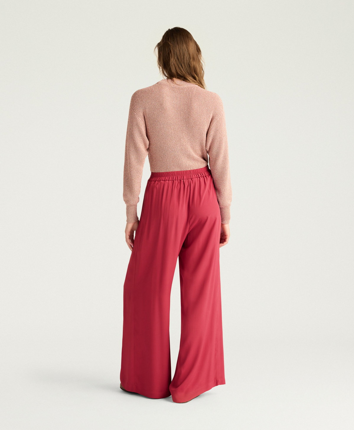 PANTALONI ASPEN IN ACETATO/SETA UNITO - RUBINO - Momonì