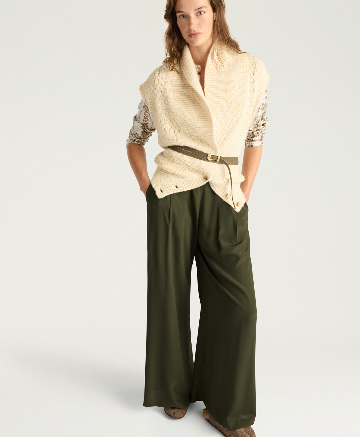 PANTALON ASPEN EN ACÉTATE/SOIE UNIE - VERT FONCÉ - Clothing - Momonì