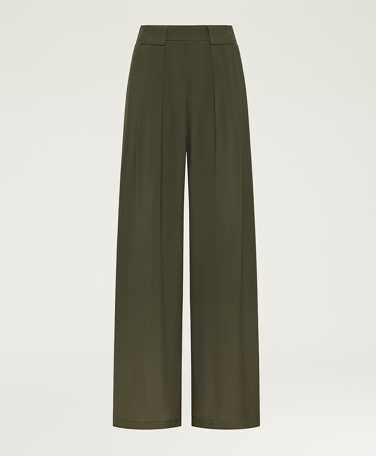 PANTALON ASPEN EN ACÉTATE/SOIE UNIE - VERT FONCÉ - Momonì