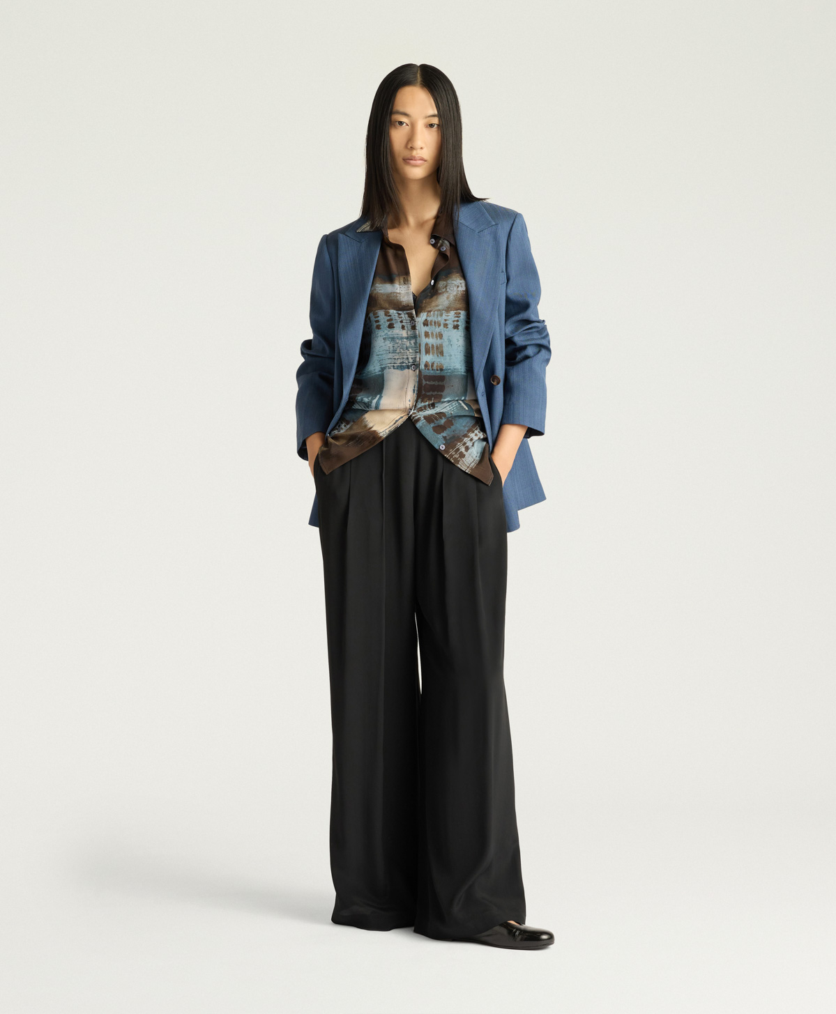 PANTALON ASPEN EN ACÉTATE/SOIE UNIE - NOIR - Clothing - Momonì
