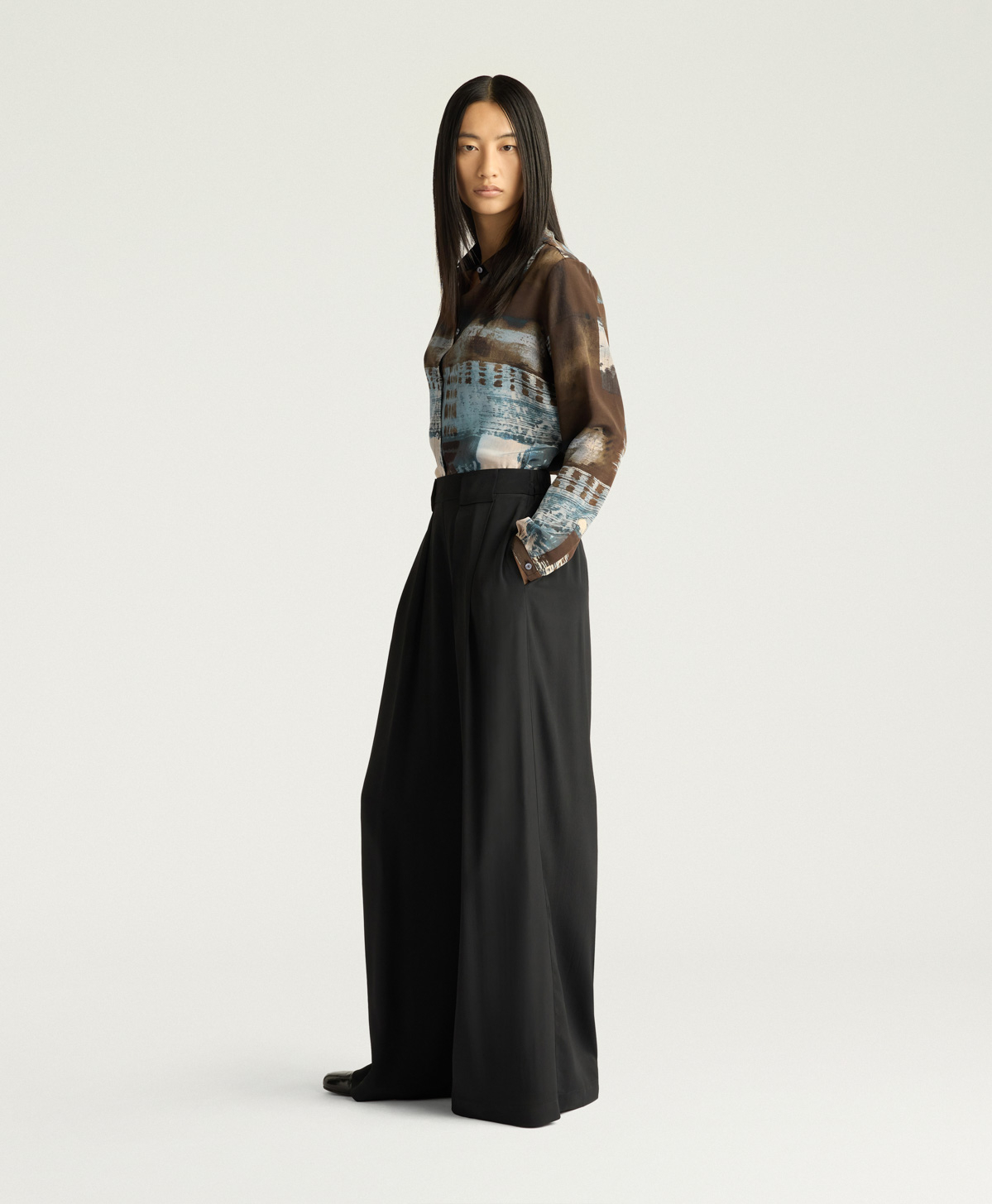 ASPEN PANTS IN SOLID COLOUR ACETATE/SILK - BLACK - Momonì