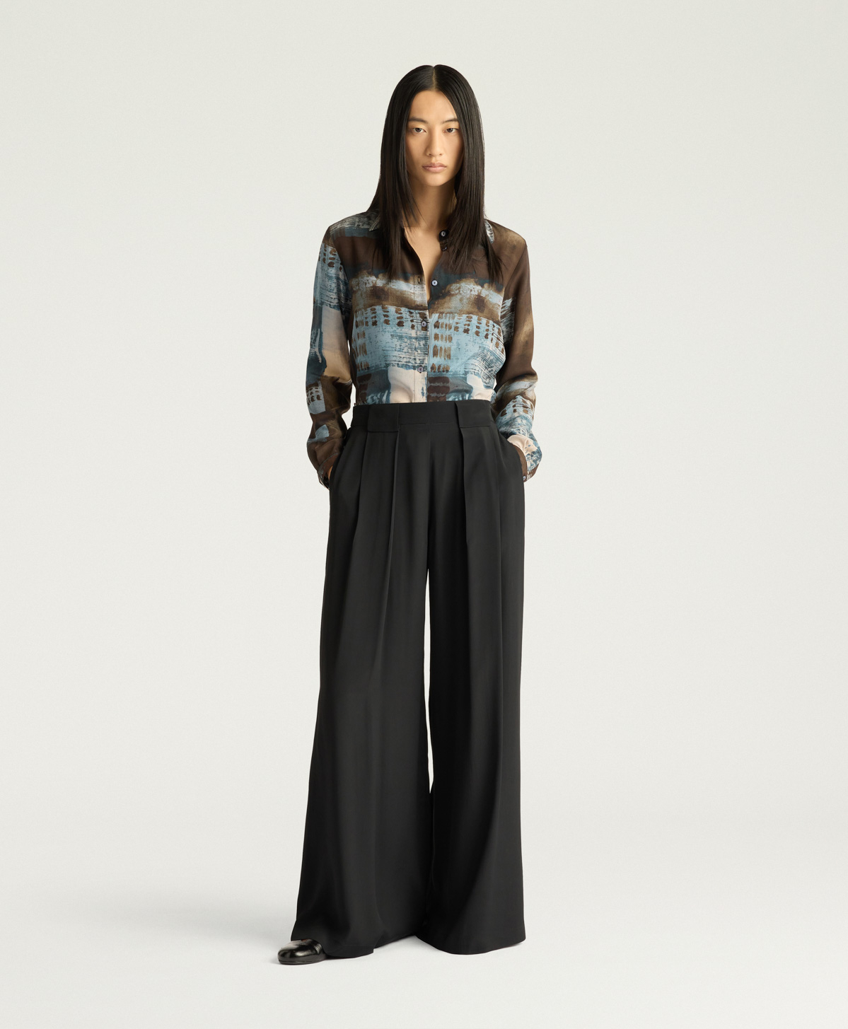 ASPEN PANTS IN SOLID COLOUR ACETATE/SILK - BLACK - Momonì