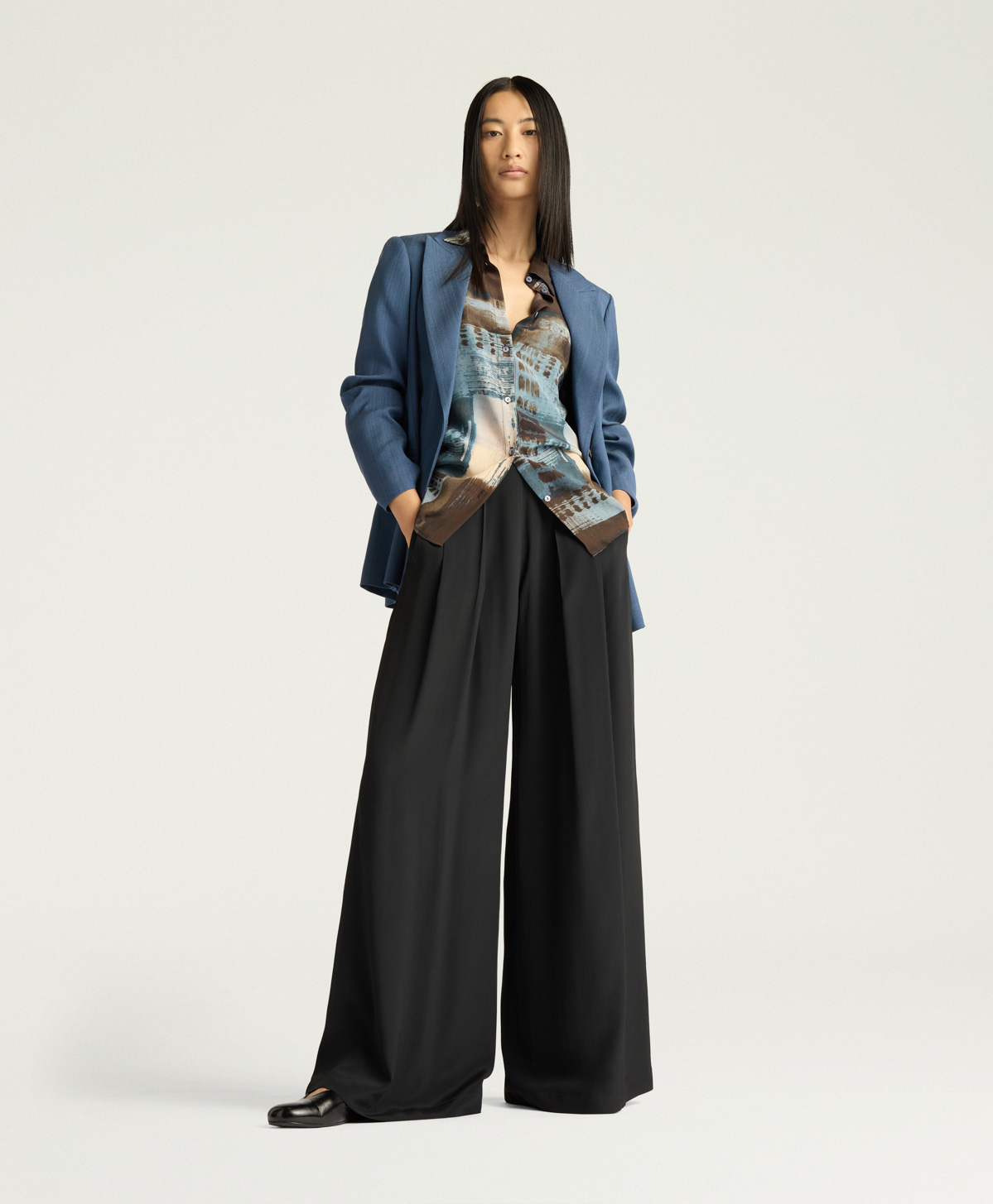 ASPEN PANTS IN SOLID COLOUR ACETATE/SILK - BLACK - Momonì