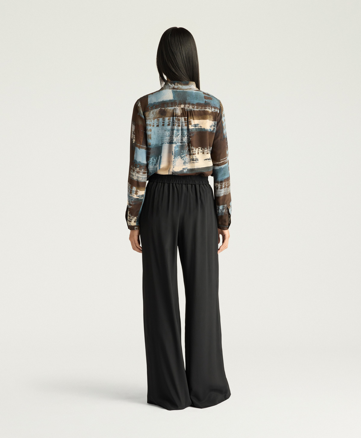 ASPEN PANTS IN SOLID COLOUR ACETATE/SILK - BLACK - Momonì