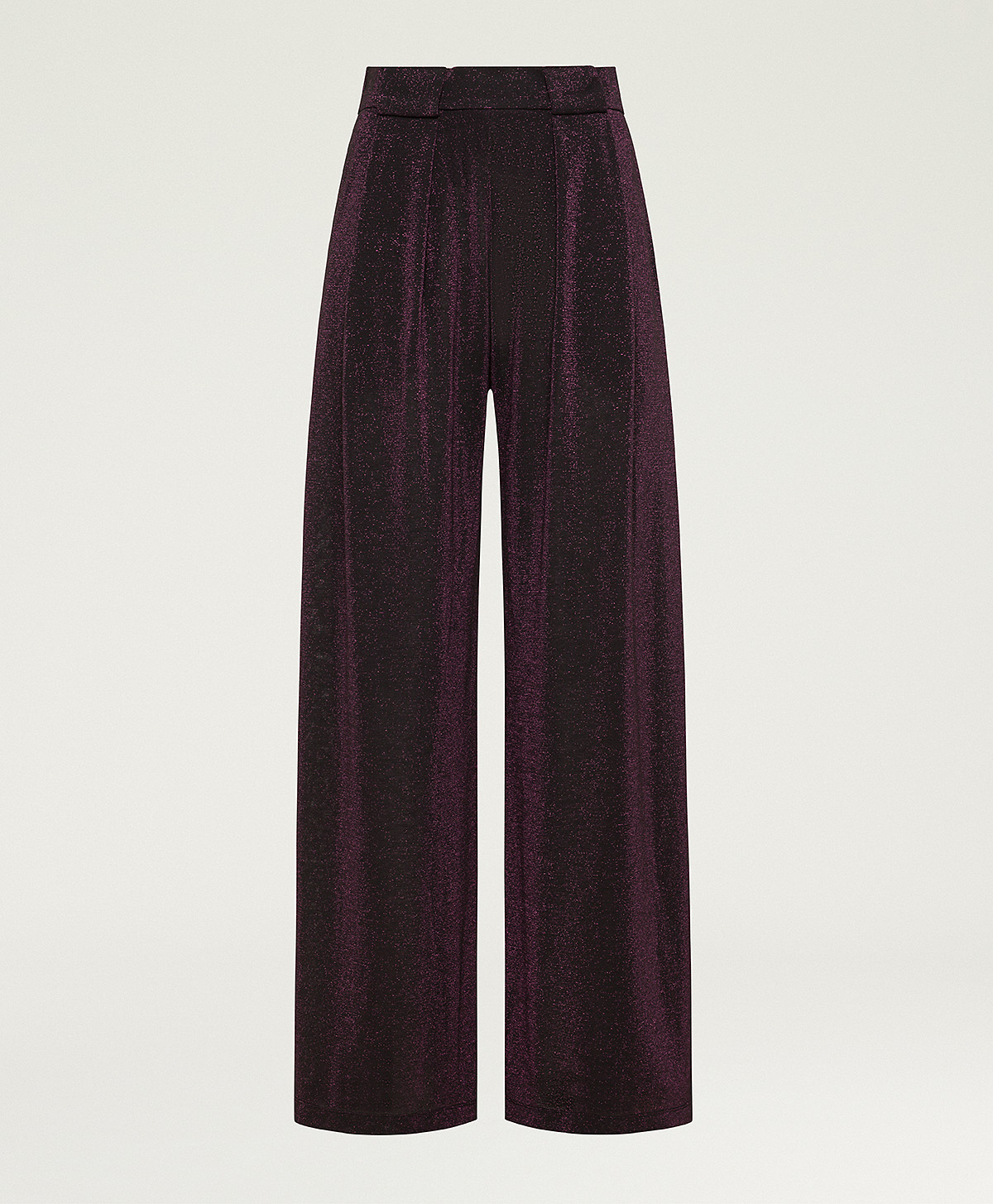 ASPEN PANTS IN SOLID COLOUR LUREX JERSEY - BLACK CHERRY - Momonì