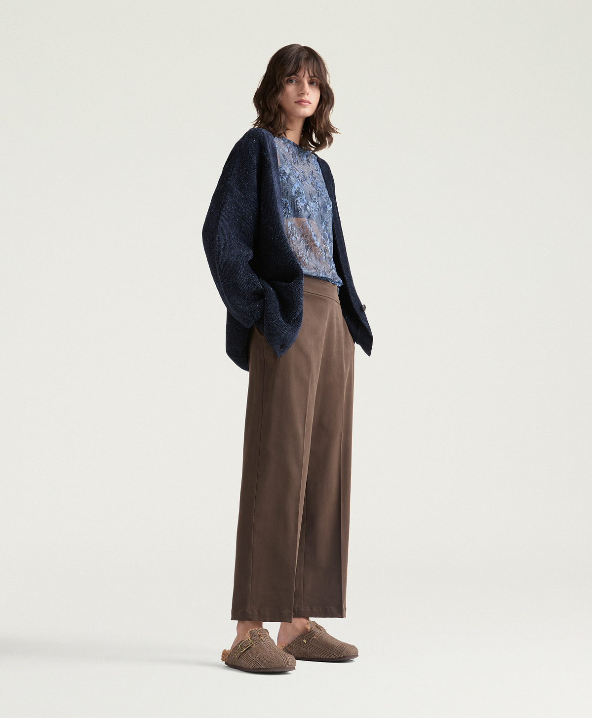 ANDREW PANTS IN STRETCH GABARDINE - DARK BROWN - Momonì