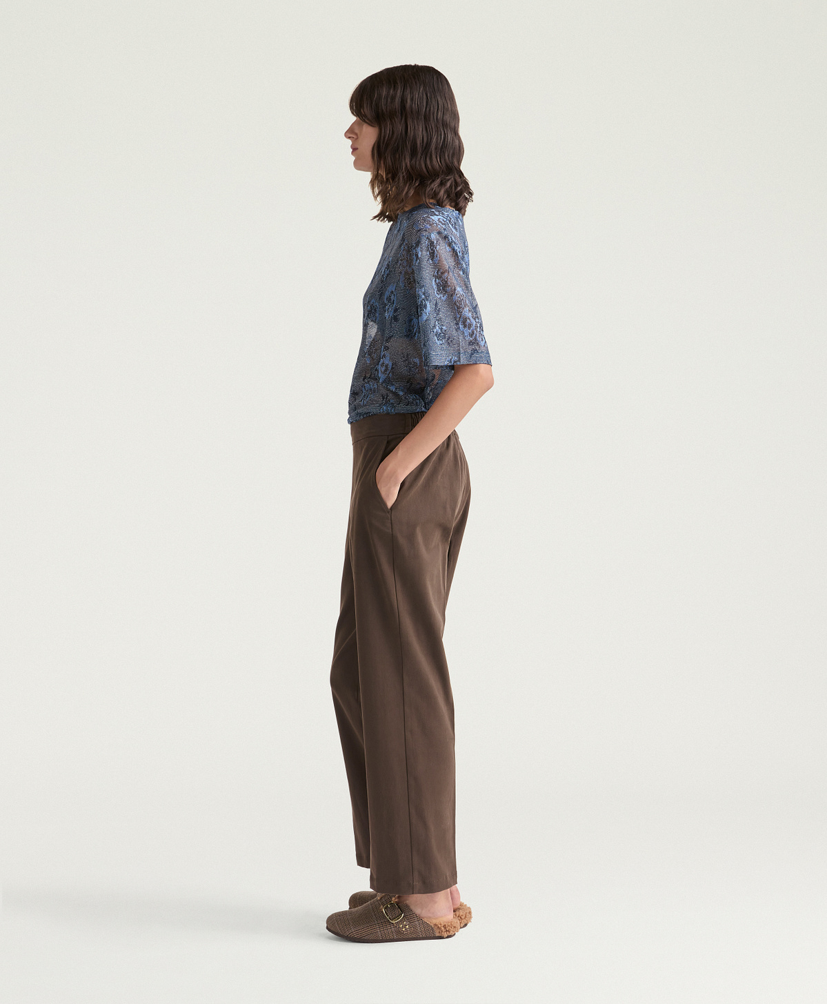 ANDREW PANTS IN STRETCH GABARDINE - DARK BROWN - Momonì