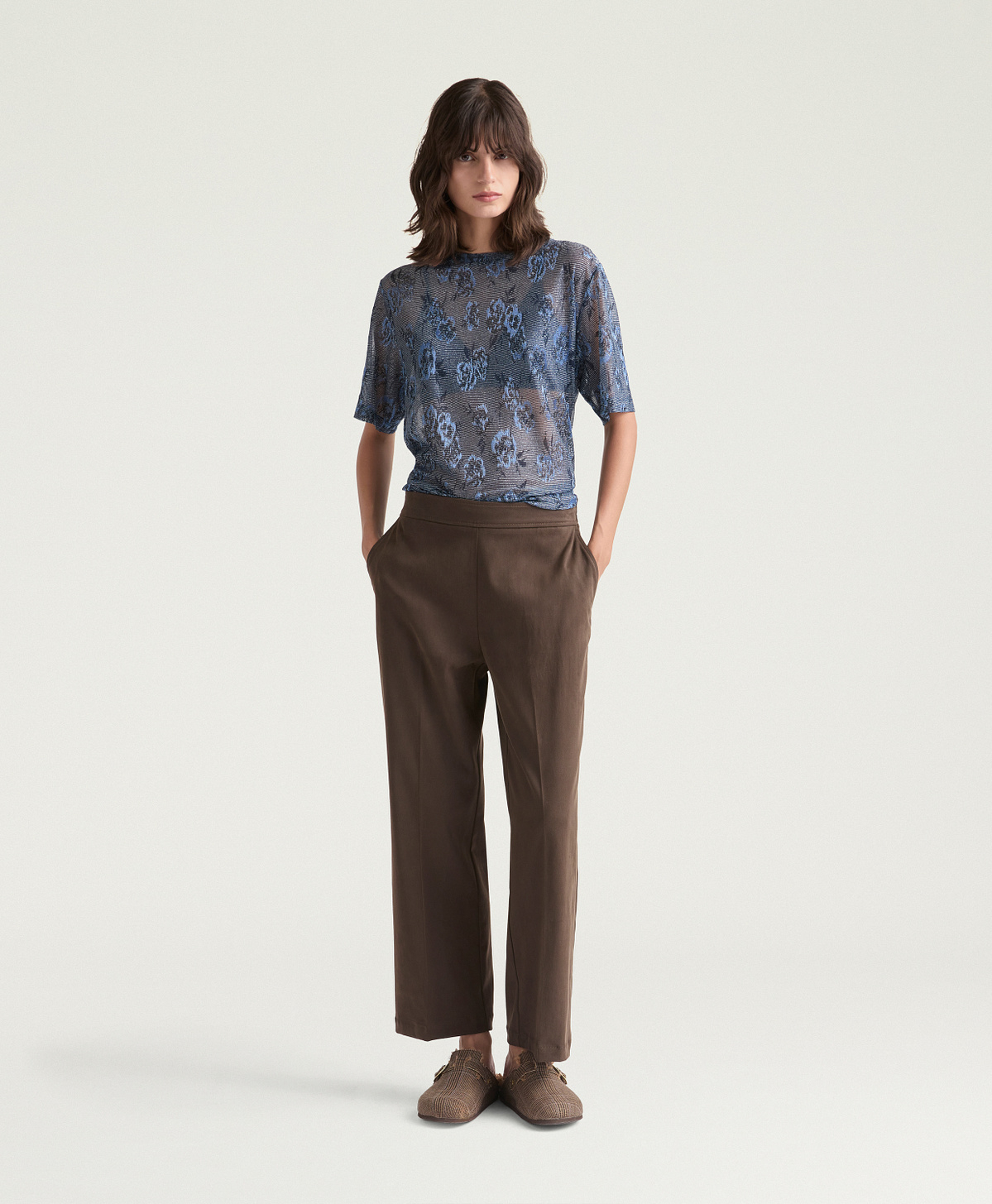 ANDREW PANTS IN STRETCH GABARDINE - DARK BROWN - Momonì
