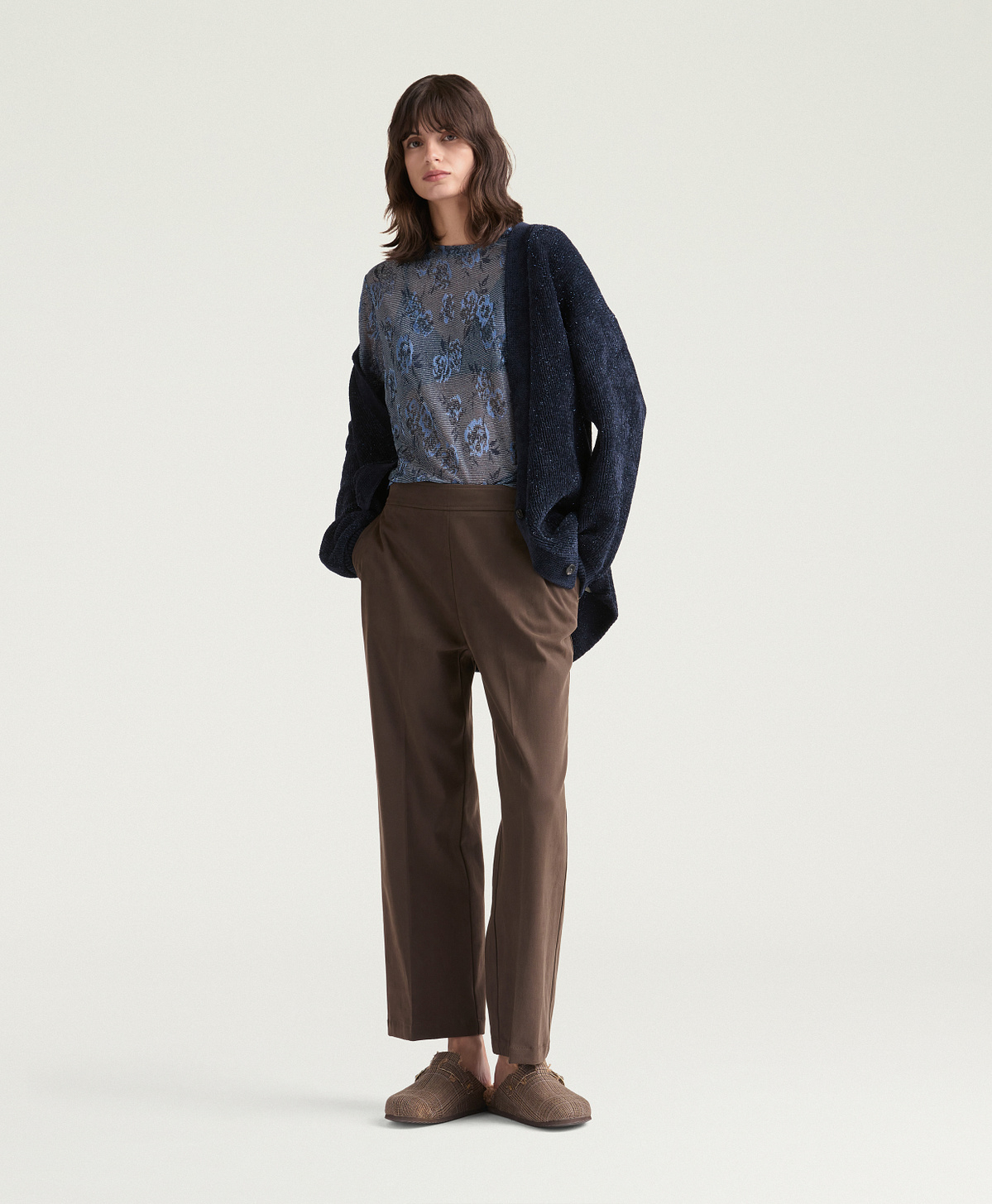 ANDREW PANTS IN STRETCH GABARDINE - DARK BROWN - Momonì