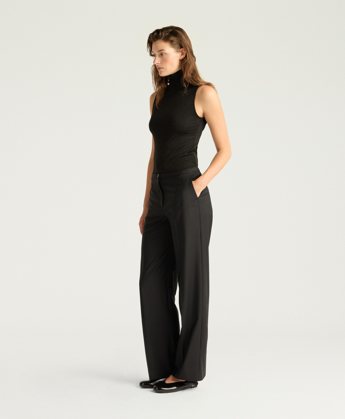 PANTALON JAMES EN LAINE FROIDE BI-STRETCH - NOIR - Momonì