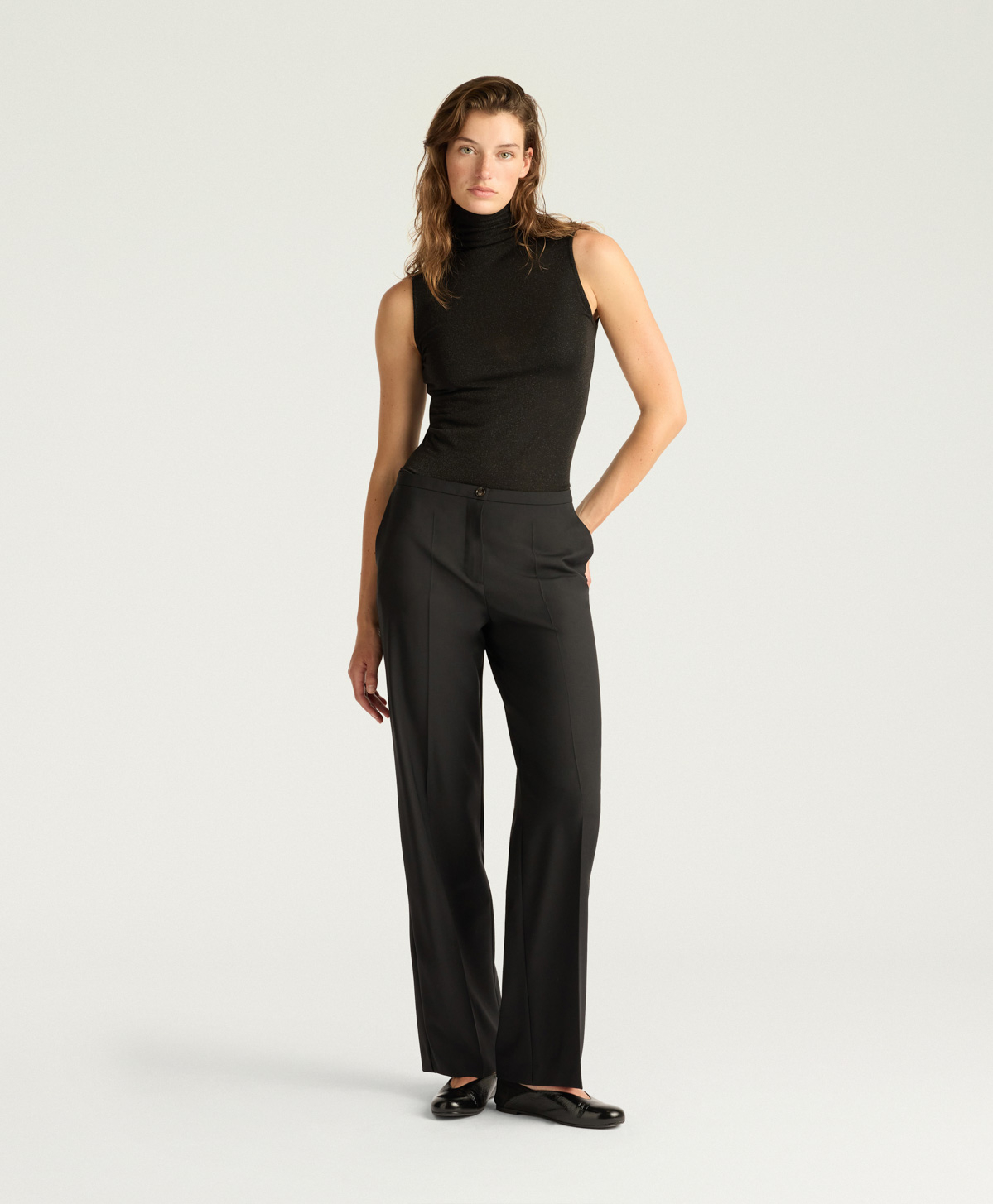 PANTALON JAMES EN LAINE FROIDE BI-STRETCH - NOIR - Momonì