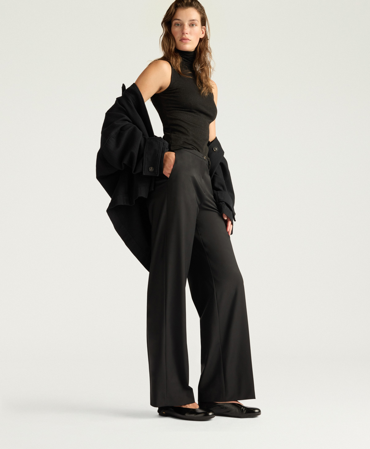 PANTALON JAMES EN LAINE FROIDE BI-STRETCH - NOIR - Momonì