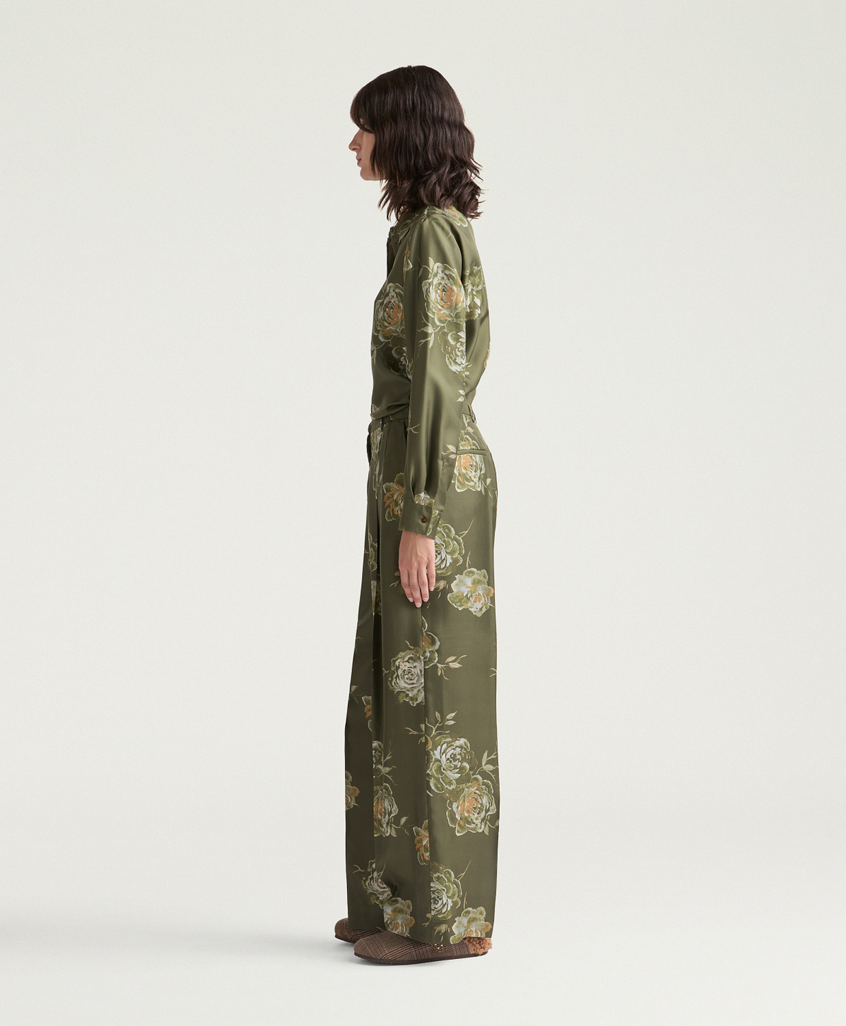 PANTALONI SPENCER IN TWILL DI SETA STAMPATO - MULTICOLOR OLIVA - Momonì