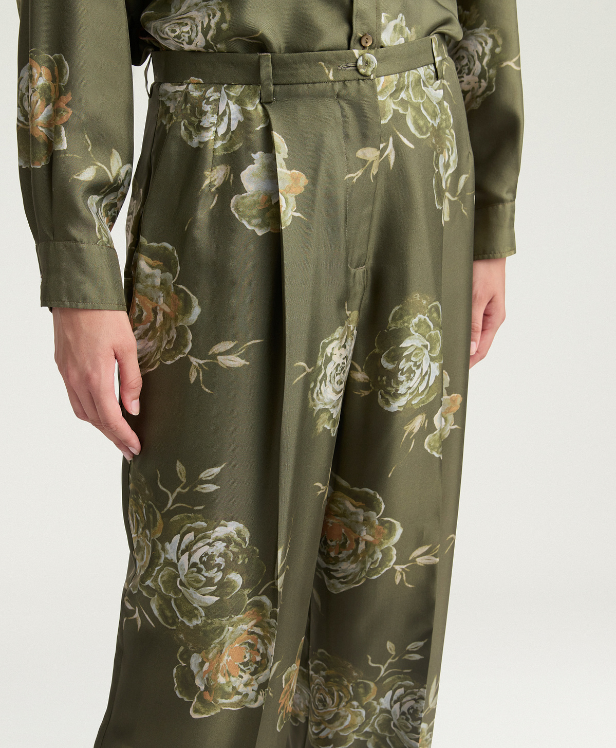 PANTALONI SPENCER IN TWILL DI SETA STAMPATO - MULTICOLOR OLIVA - Momonì