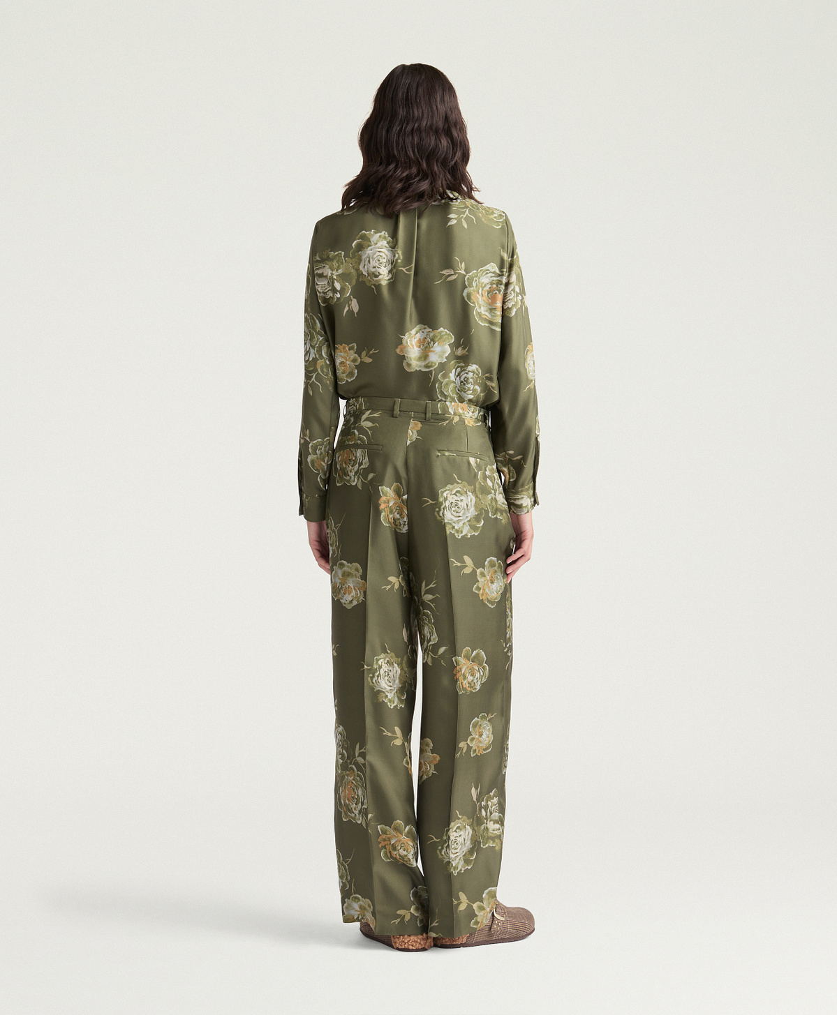 PANTALONI SPENCER IN TWILL DI SETA STAMPATO - MULTICOLOR OLIVA - Momonì