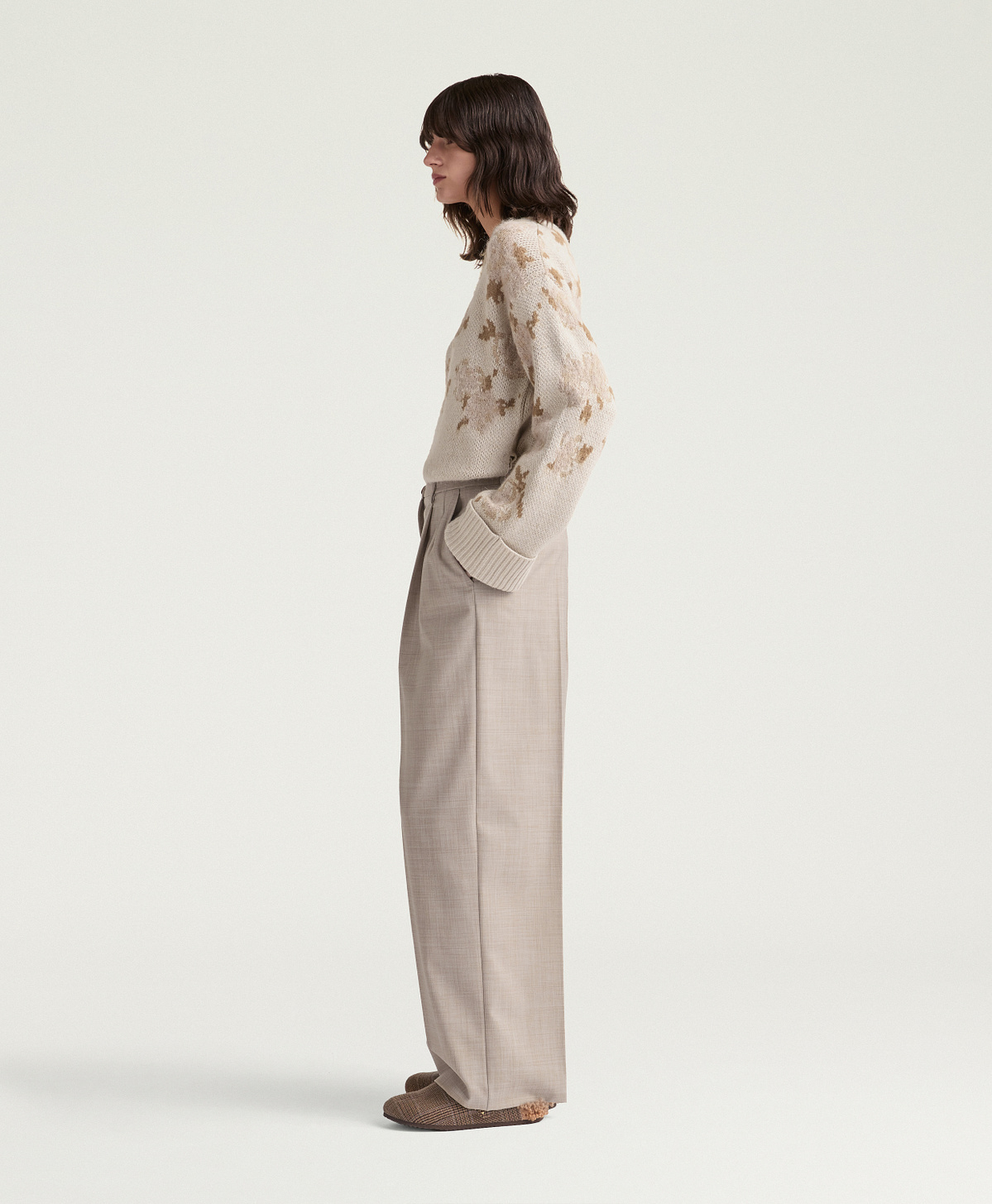 PANTALON SPENSER EN LAINE FROIDE BI-STRETCH - BEIGE - Momonì