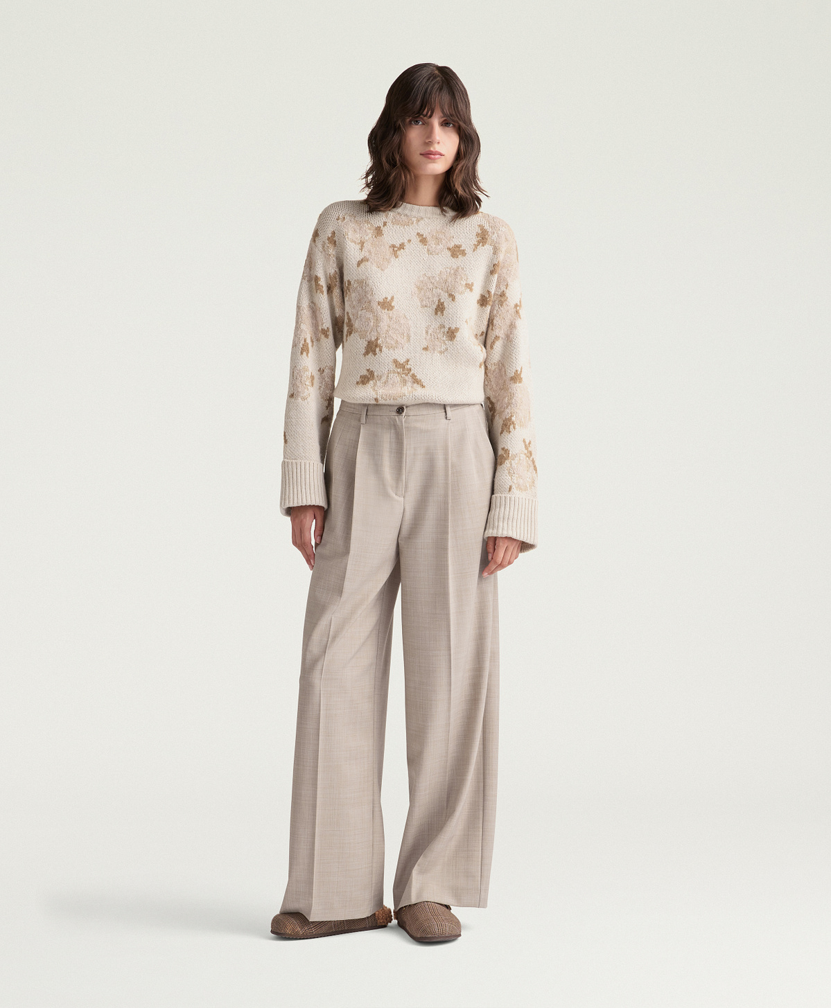 PANTALON SPENSER EN LAINE FROIDE BI-STRETCH - BEIGE - Momonì