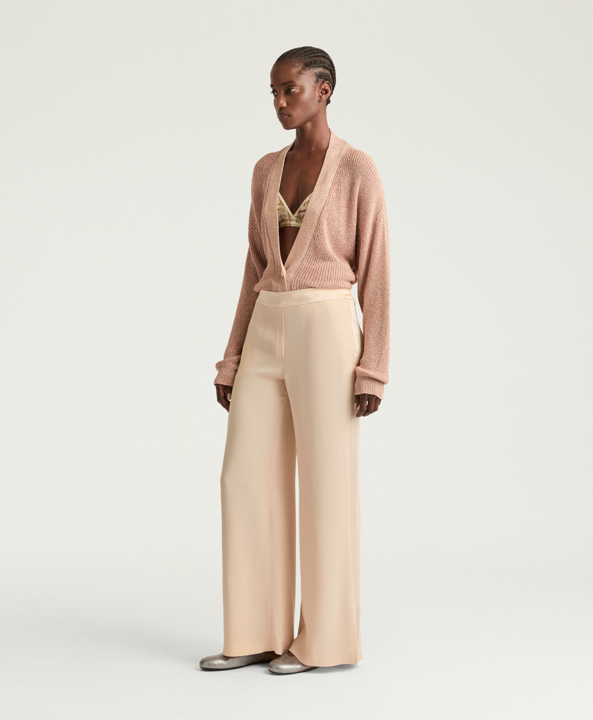 ALBERT PANTS IN ENVERS SATIN - CHAMPAGNE - Momonì