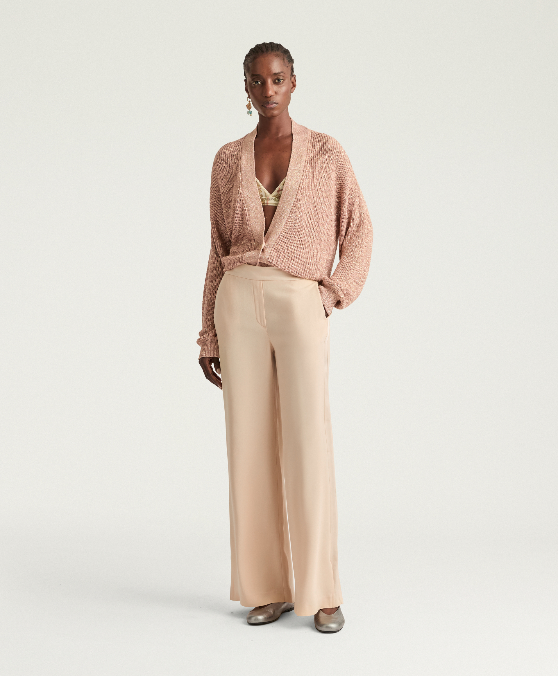 ALBERT PANTS IN ENVERS SATIN - CHAMPAGNE - Momonì