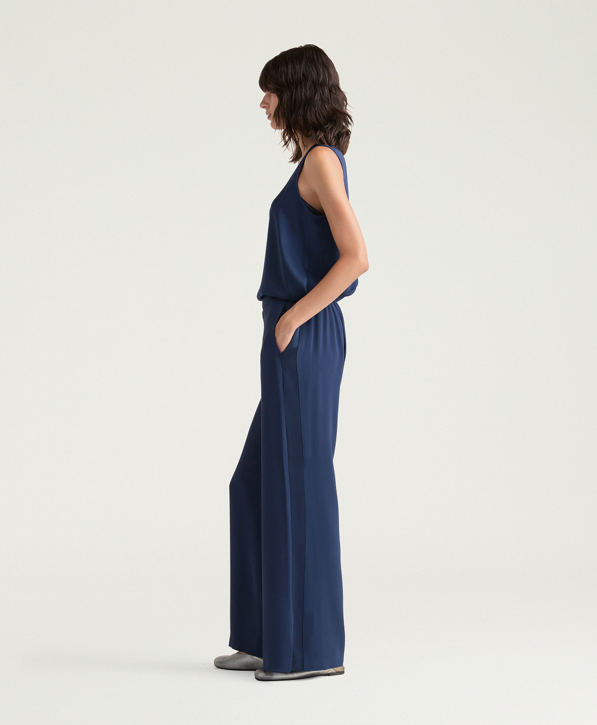 PANTALON ALBERT EN ENVERS SATIN - ENCRE - Momonì