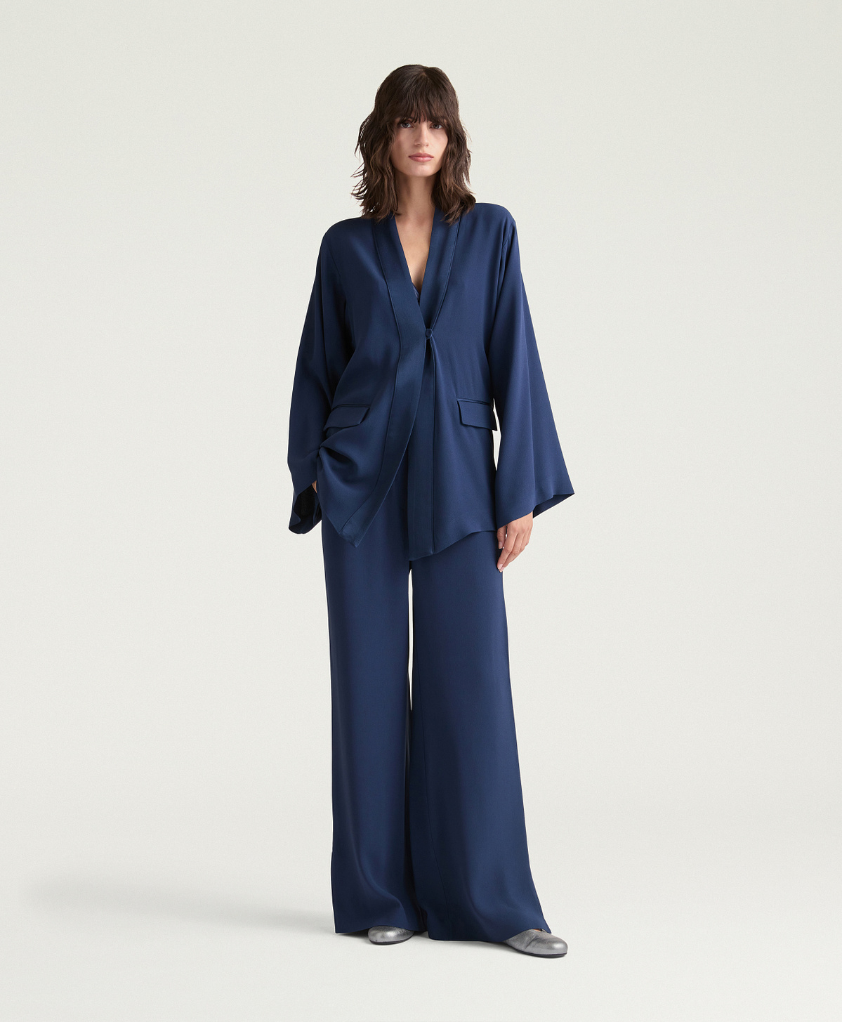 PANTALON ALBERT EN ENVERS SATIN - ENCRE - Momonì