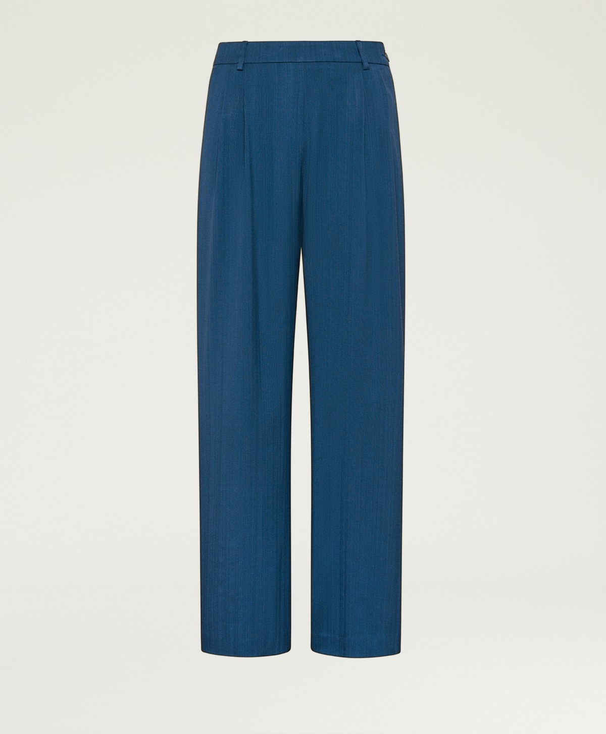 KEBLE PANTS IN SOLID COLOUR VISCOSE/WOOL - AVIO BLUE - Clothing - Momonì