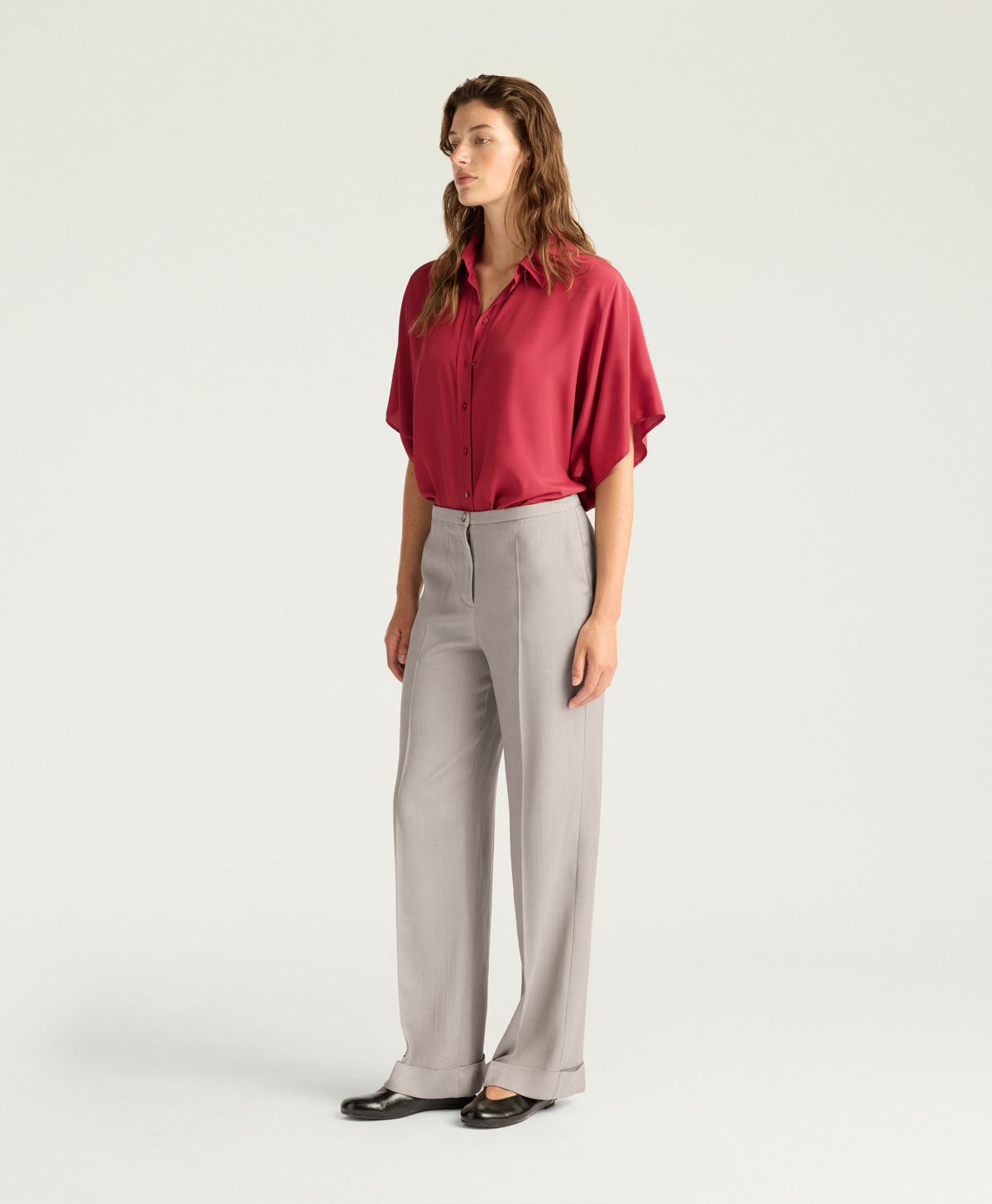 PANTALON LIVERPOOL EN VISCOSE/LAINE UNIE - SABLE - Momonì