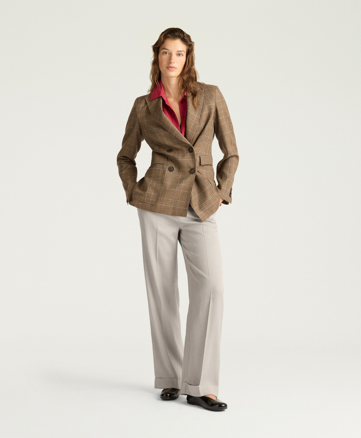 PANTALON LIVERPOOL EN VISCOSE/LAINE UNIE - SABLE - Momonì