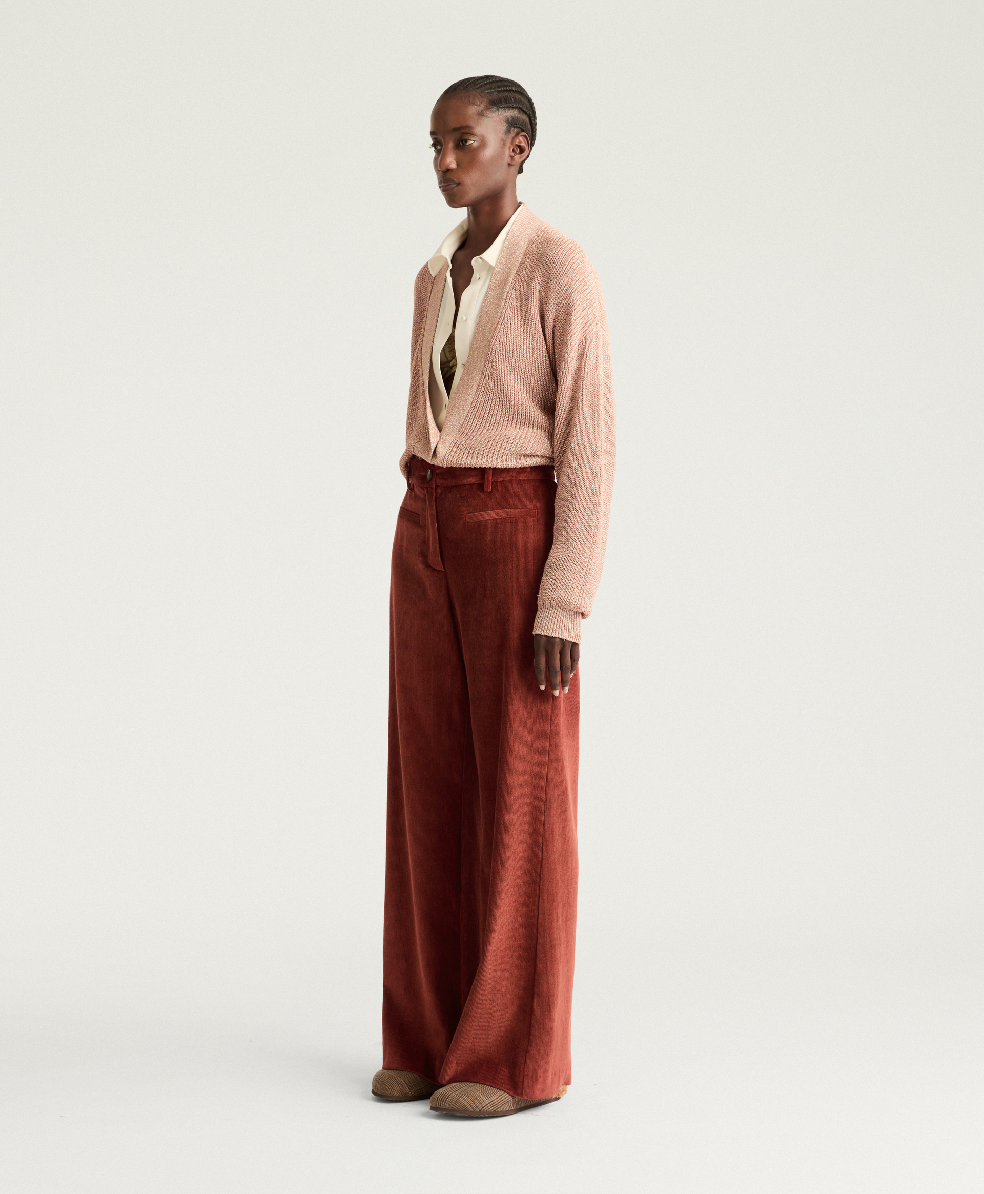 GEORGE PANTS IN STRETCH CORDUROY - EARTH BROWN - Momonì