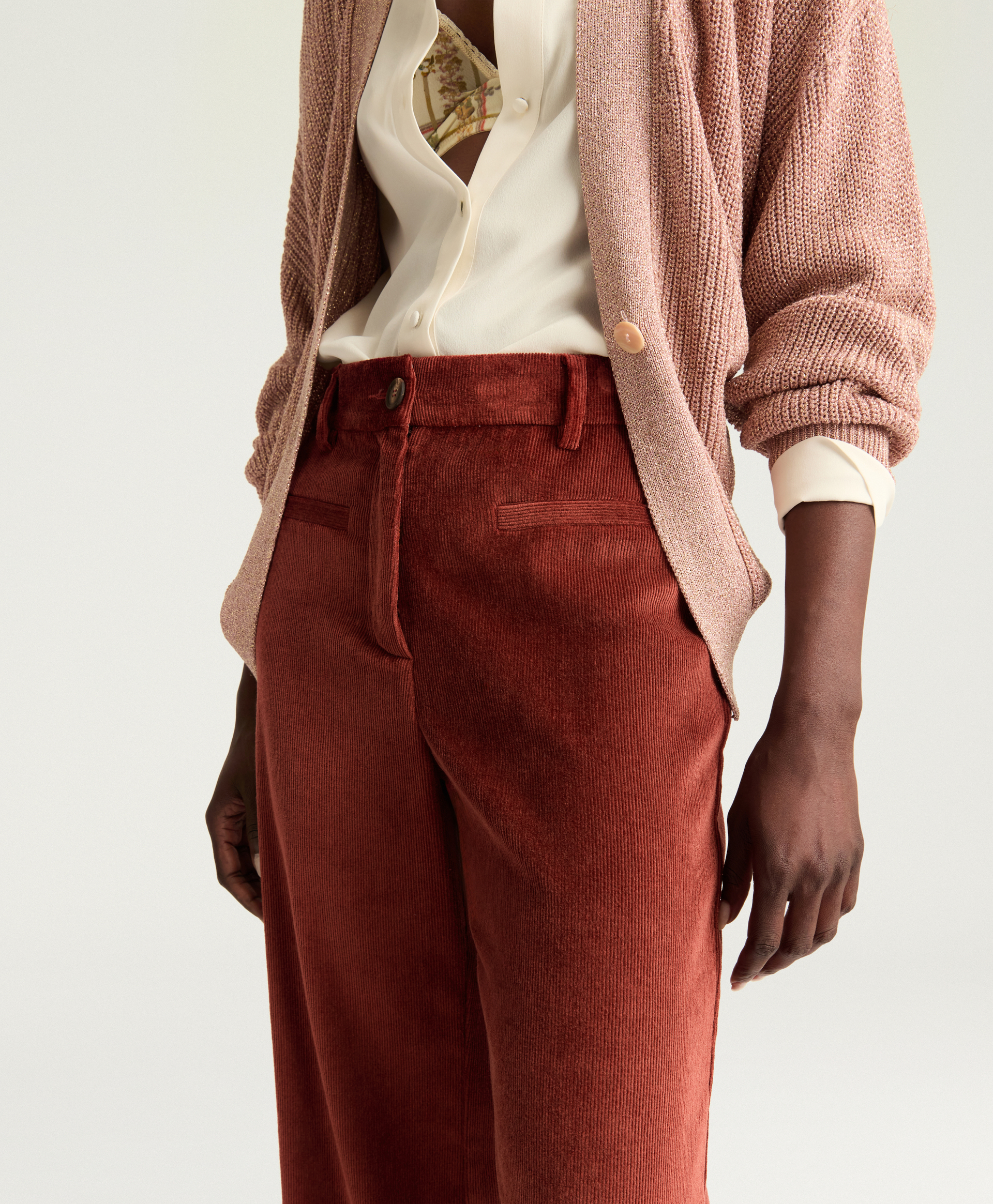 GEORGE PANTS IN STRETCH CORDUROY - EARTH BROWN - Momonì