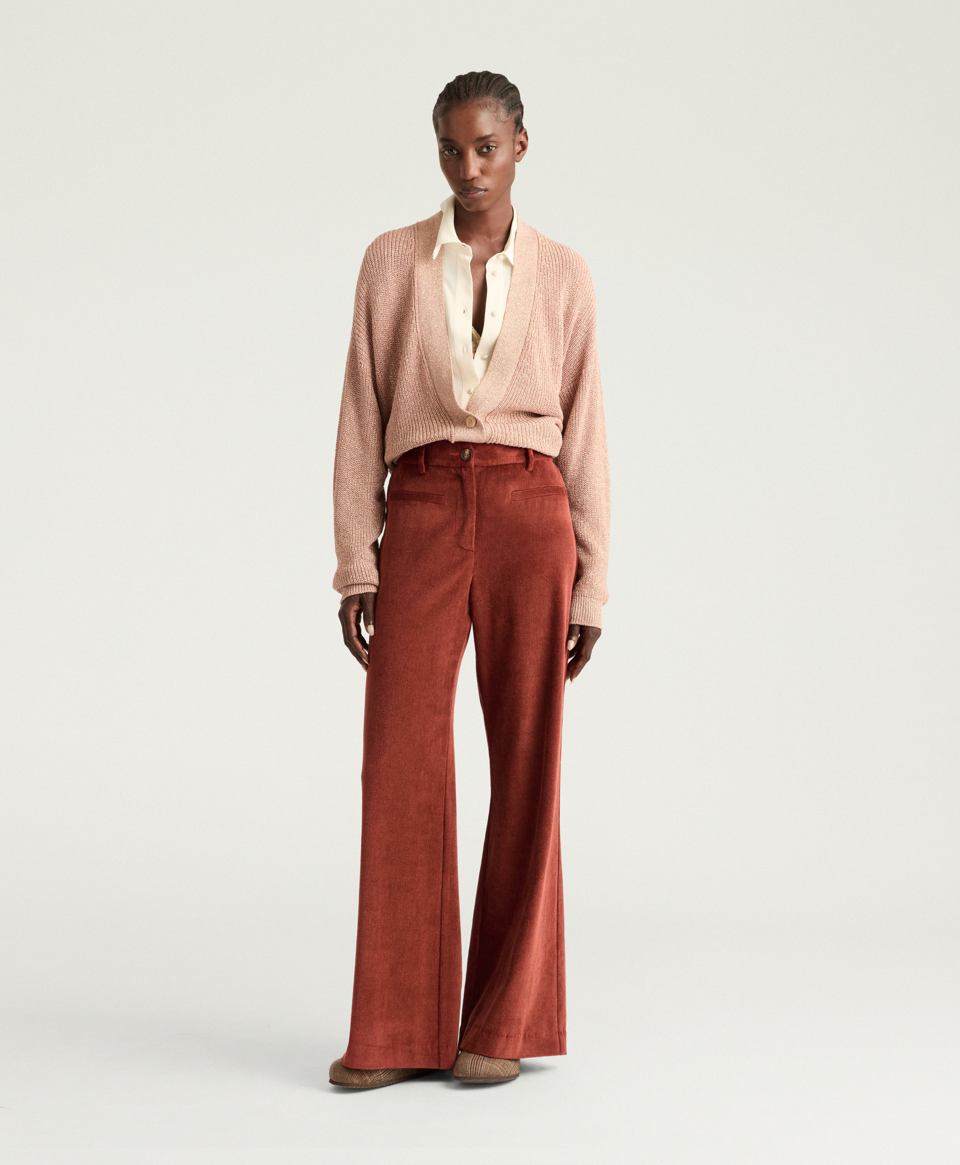 GEORGE PANTS IN STRETCH CORDUROY - EARTH BROWN - Momonì