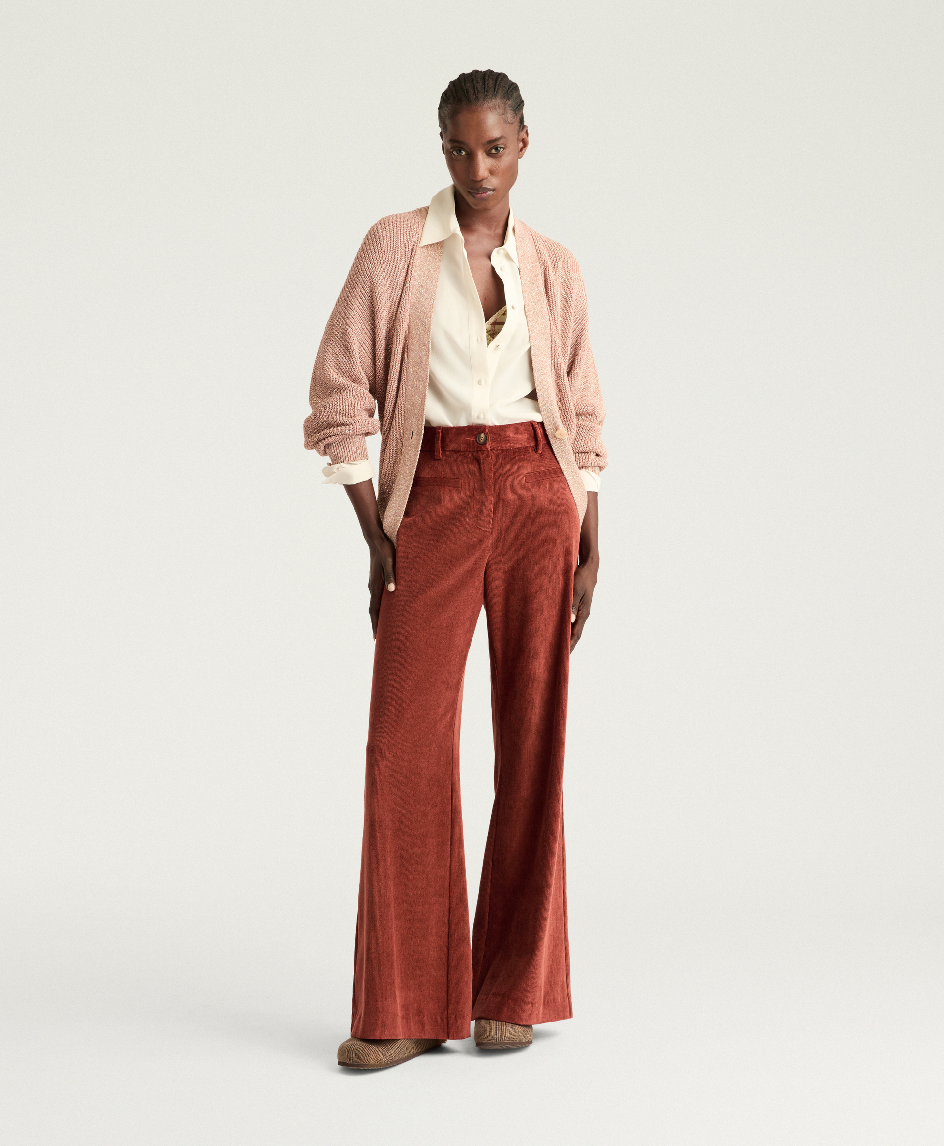 GEORGE PANTS IN STRETCH CORDUROY - EARTH BROWN - Momonì
