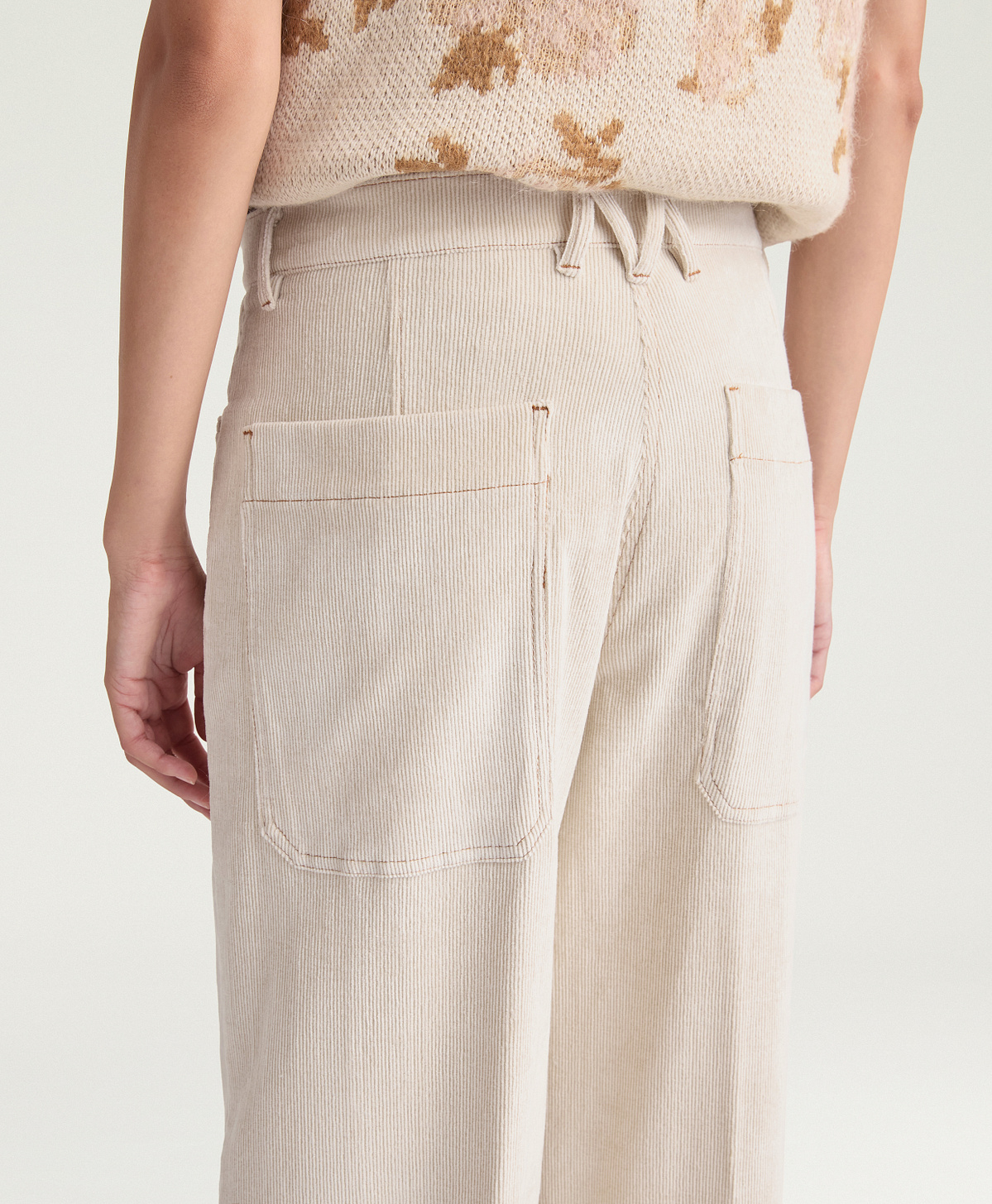 PANTALON PETER EN VELOURS  À CÔTES STRETCH - CRÈME - Momonì