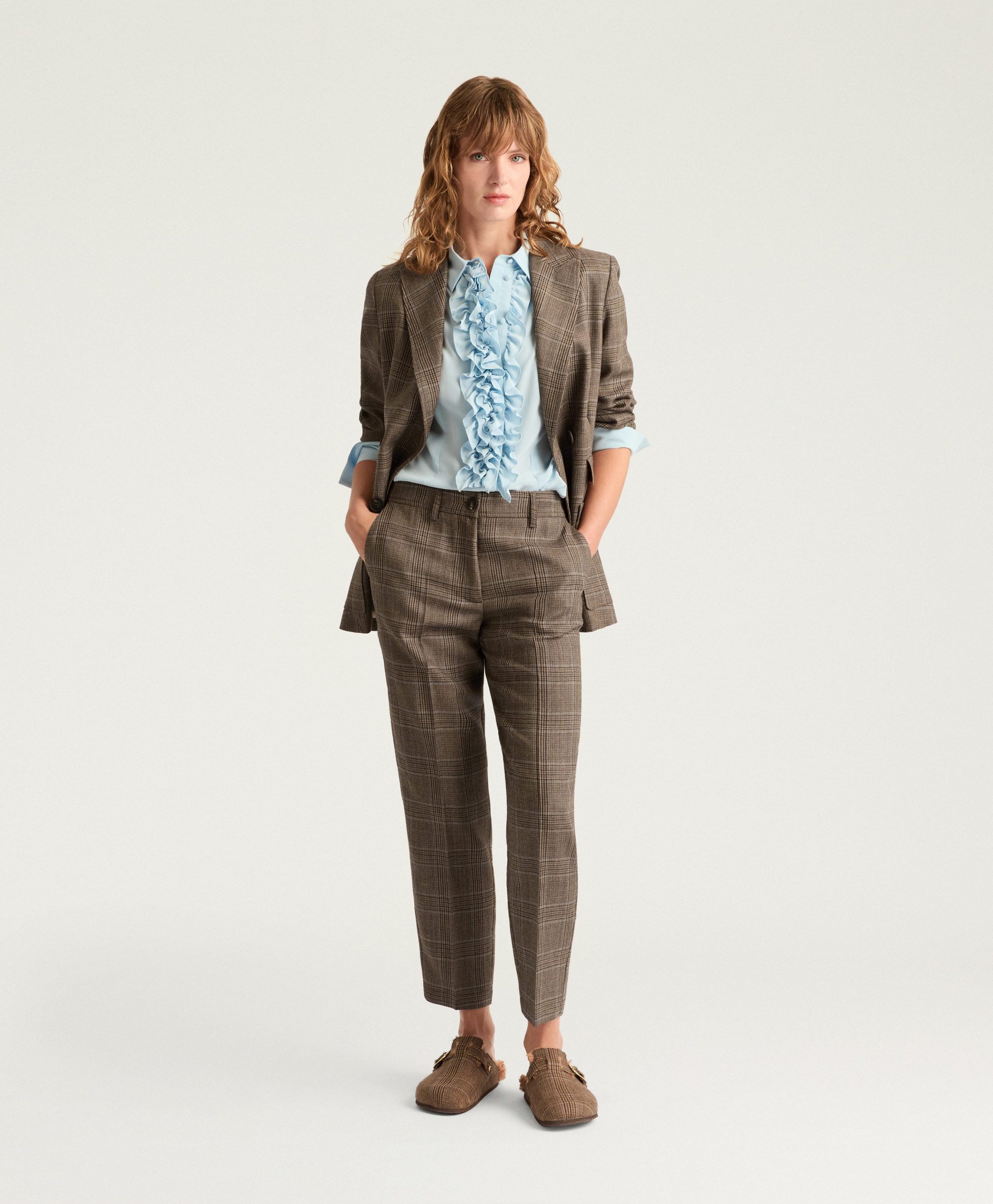 JOHN PANTS IN PRINCE OF WALES CHECK WOOL - CARAMEL MULTICOLOR - Momonì