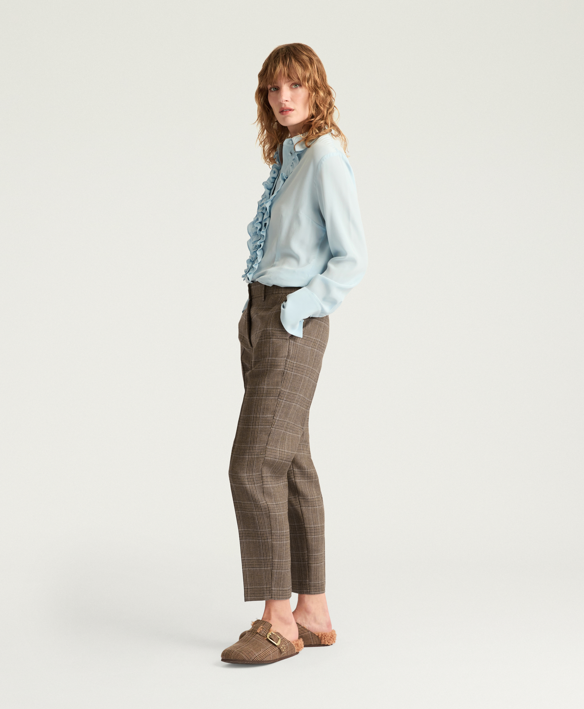 JOHN PANTS IN PRINCE OF WALES CHECK WOOL - CARAMEL MULTICOLOR - Momonì