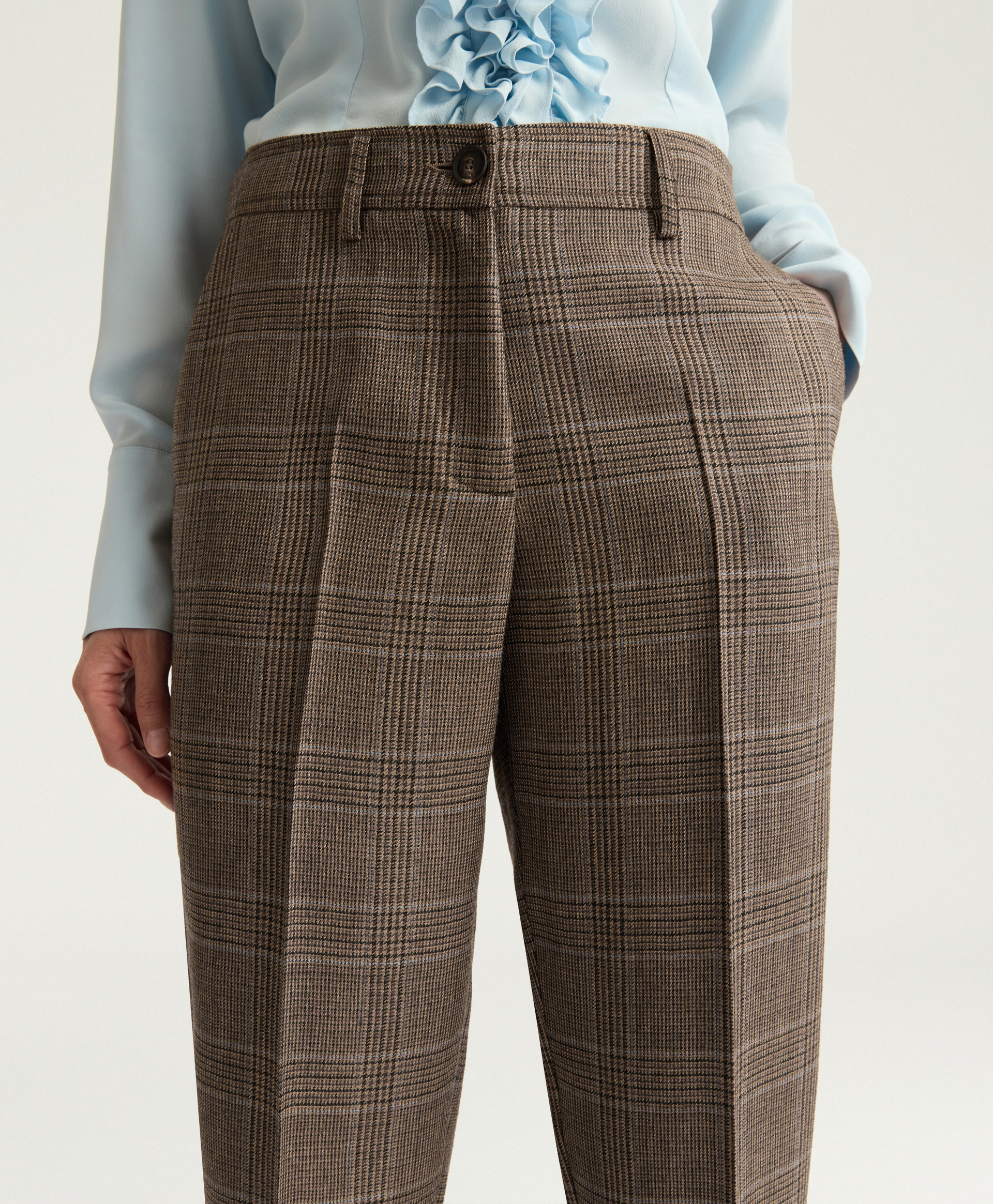 JOHN PANTS IN PRINCE OF WALES CHECK WOOL - CARAMEL MULTICOLOR - Momonì