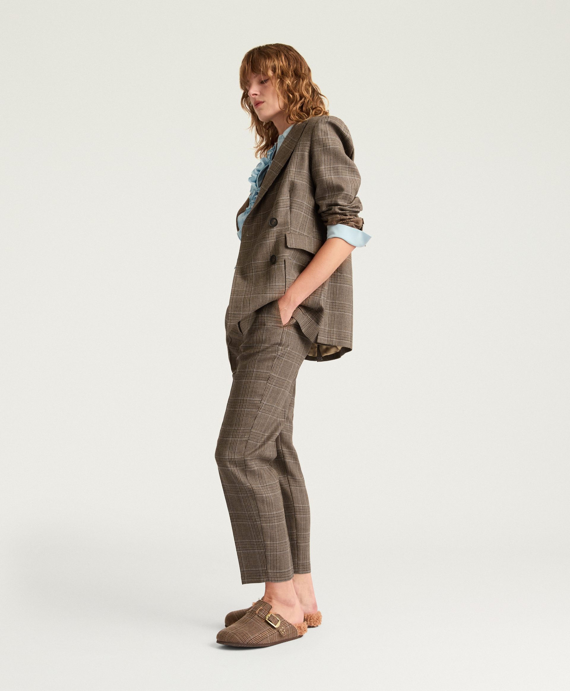 JOHN PANTS IN PRINCE OF WALES CHECK WOOL - CARAMEL MULTICOLOR - Momonì